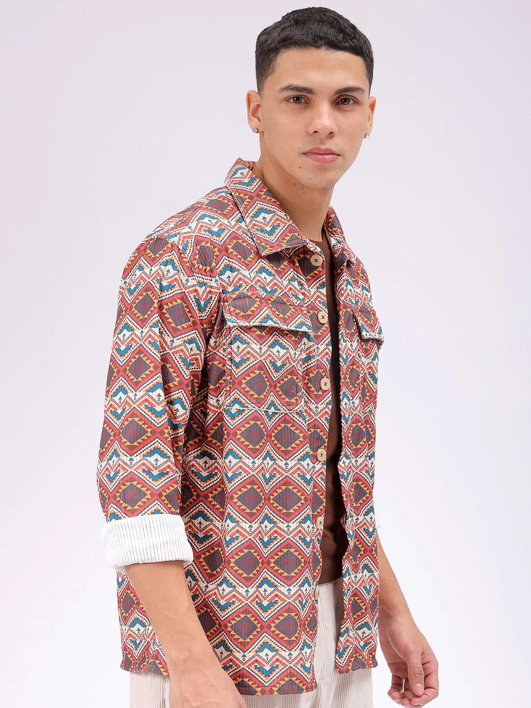 The Indian Garage Co Men Spread Collar Geometric Printed Casual Shirt - Image 3
