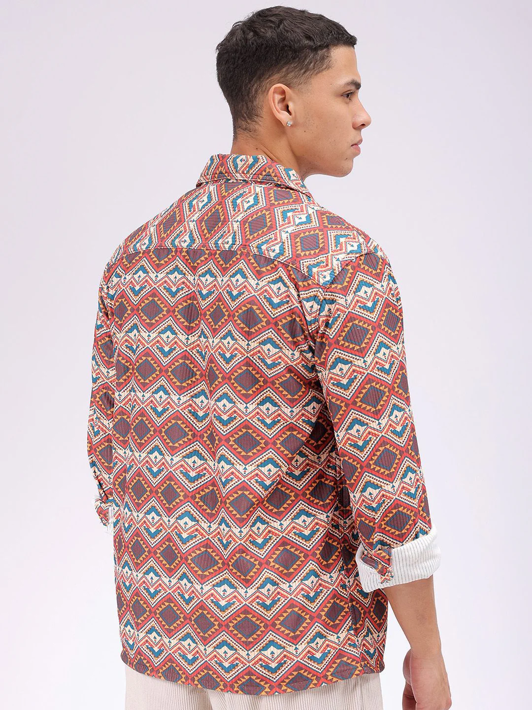 The Indian Garage Co Men Spread Collar Geometric Printed Casual Shirt - Image 4