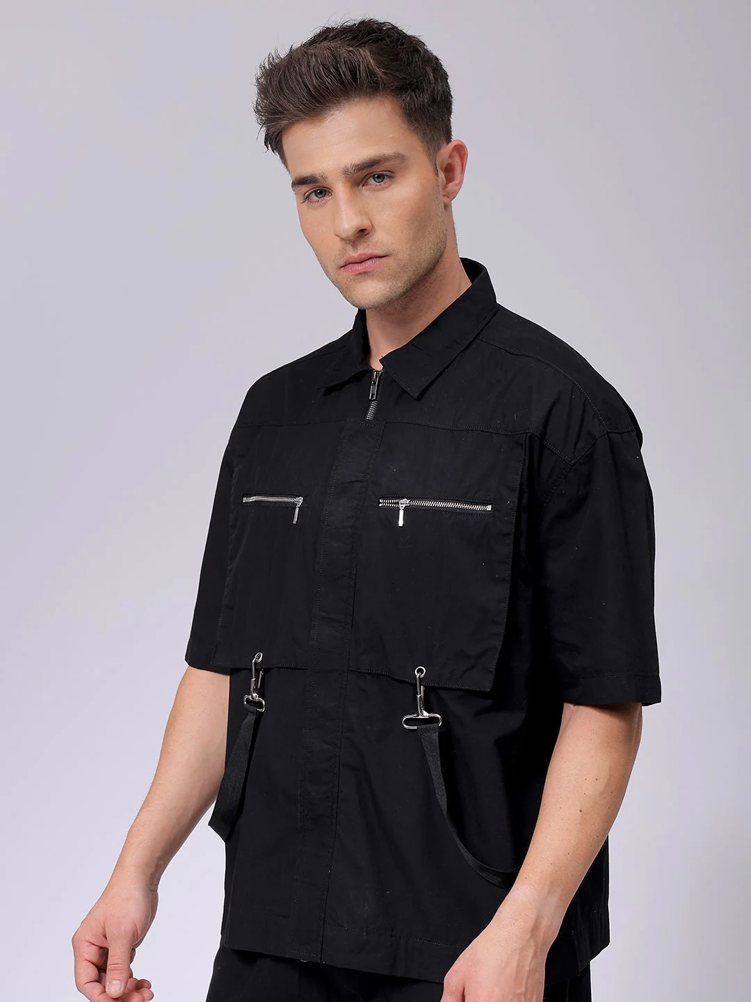 The Indian Garage Co Men Spread Collar Solid Cotton Relaxed Fit Casual Shirt - Image 5