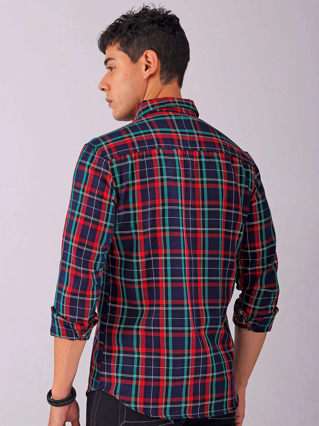 The Indian Garage Co Men Spread Collar Tartan Checked Slim Fit Casual Shirt - Image 4