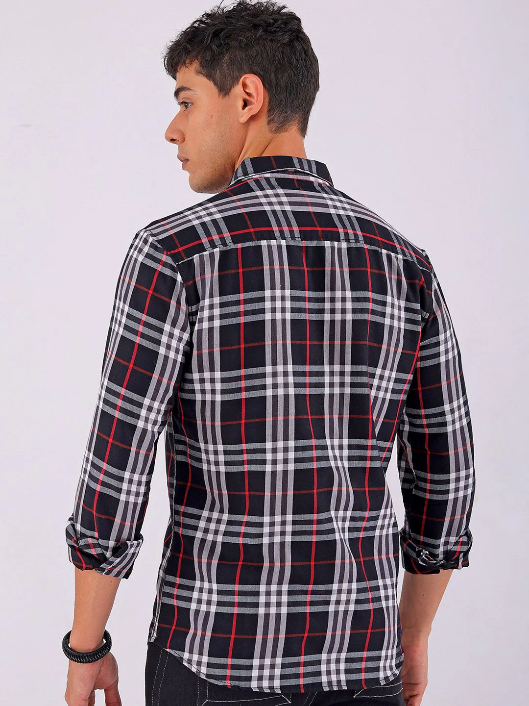 The Indian Garage Co Men Spread Collar Tartan Checked Cotton Slim Fit Casual Shirt - Image 4