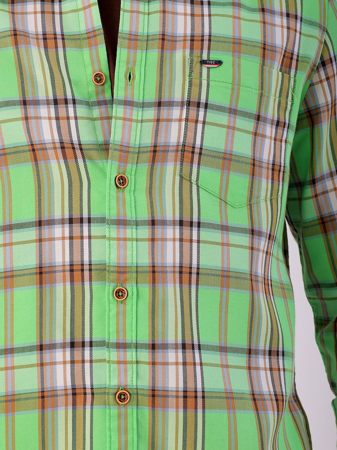 The Indian Garage Co Men Spread Collar Tartan Checks Checked Cotton Slim Fit Casual Shirt - Image 2