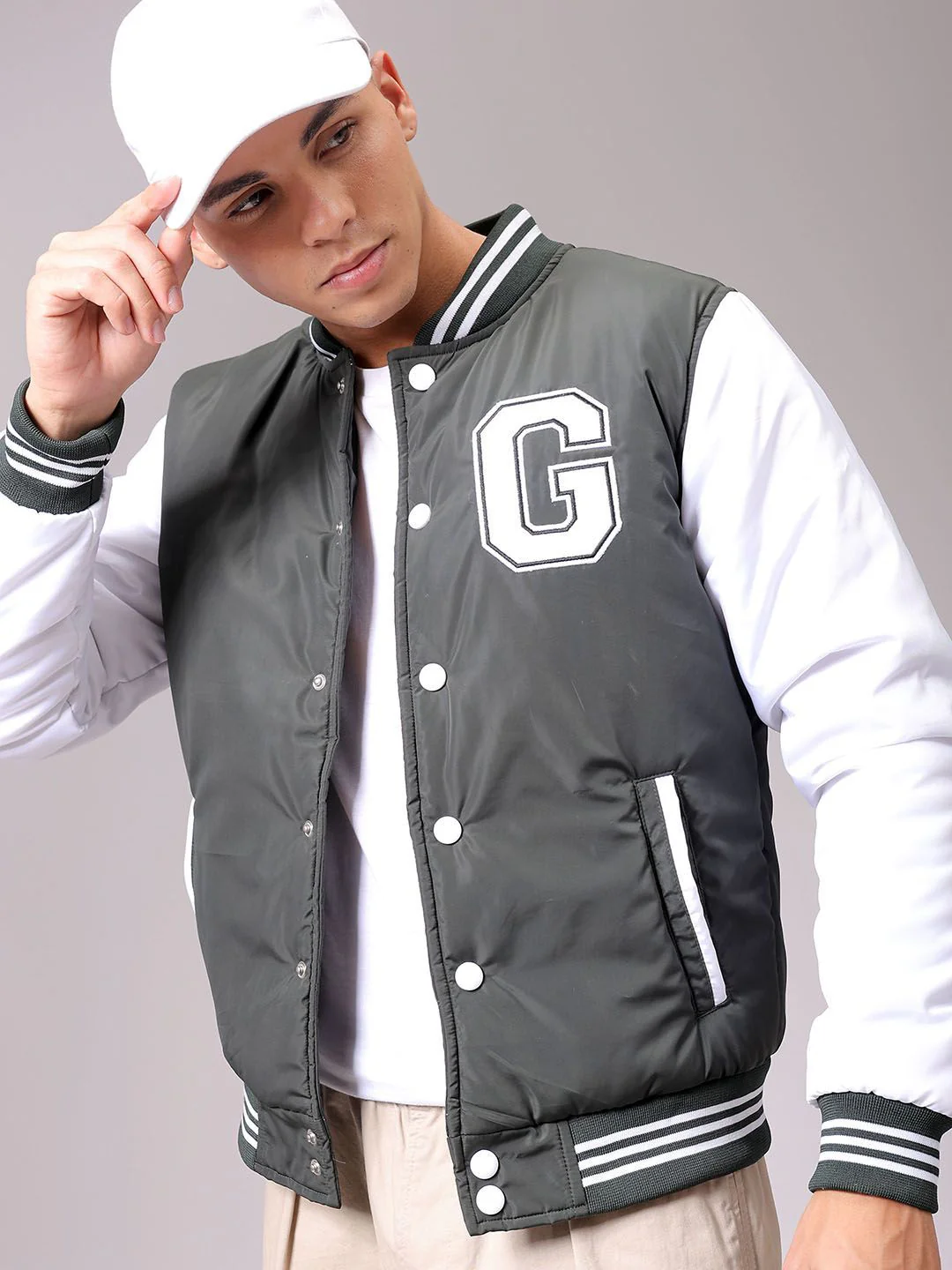 The Indian Garage Co Men Stand Collar Typography Printed Casual Varsity Jacket - Image 6