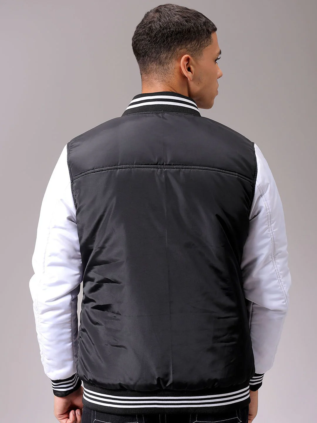 The Indian Garage Co Men Stand Collar Typography Printed Casual Varsity Jacket - Image 4