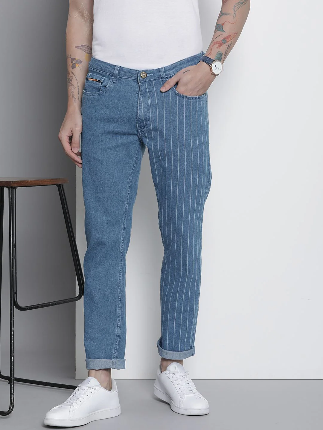 The Indian Garage Co Men Straight Fit Printed Stretchable Jeans