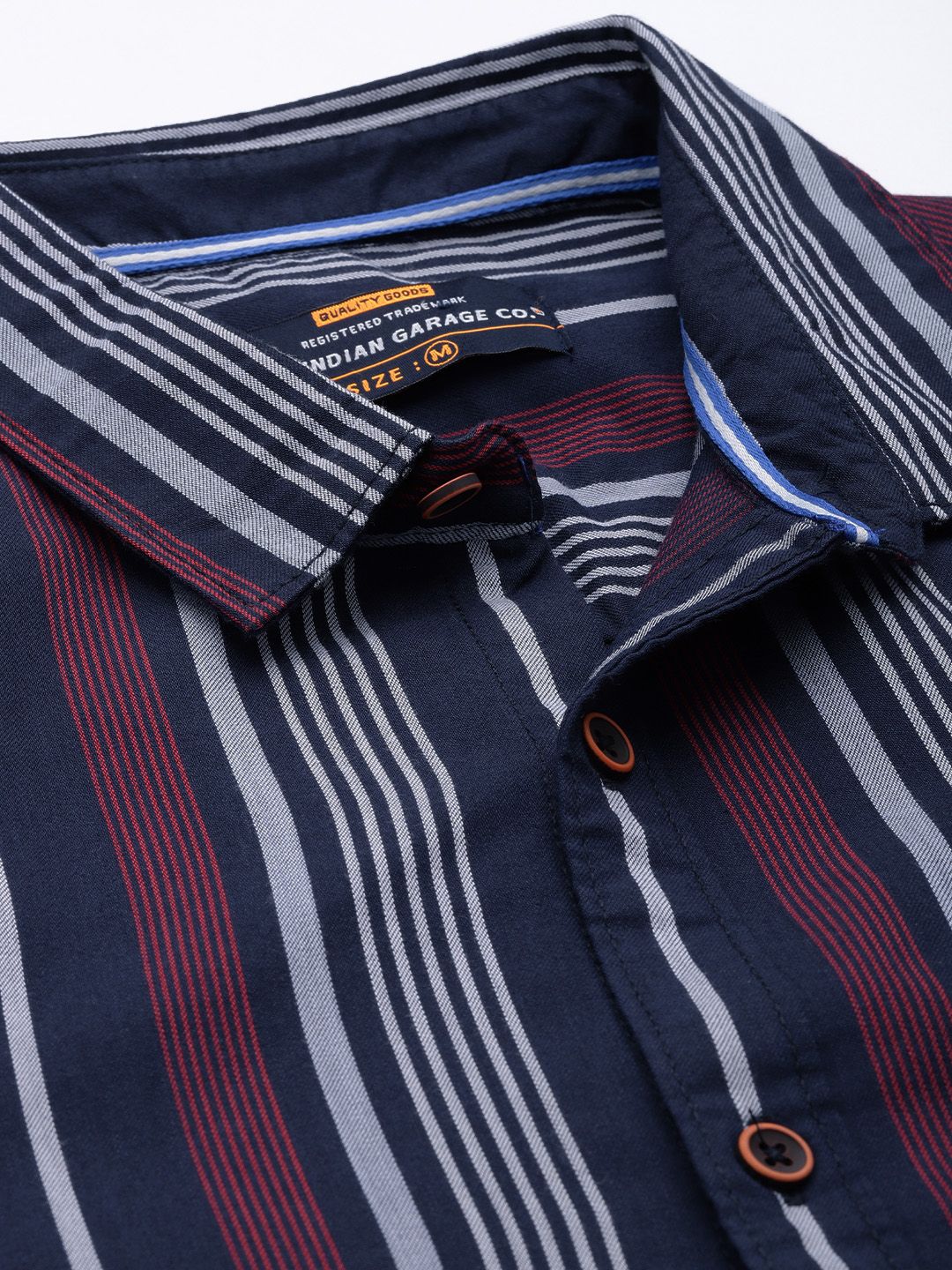 The Indian Garage Co Men Striped Cotton Casual Shirt - Image 2