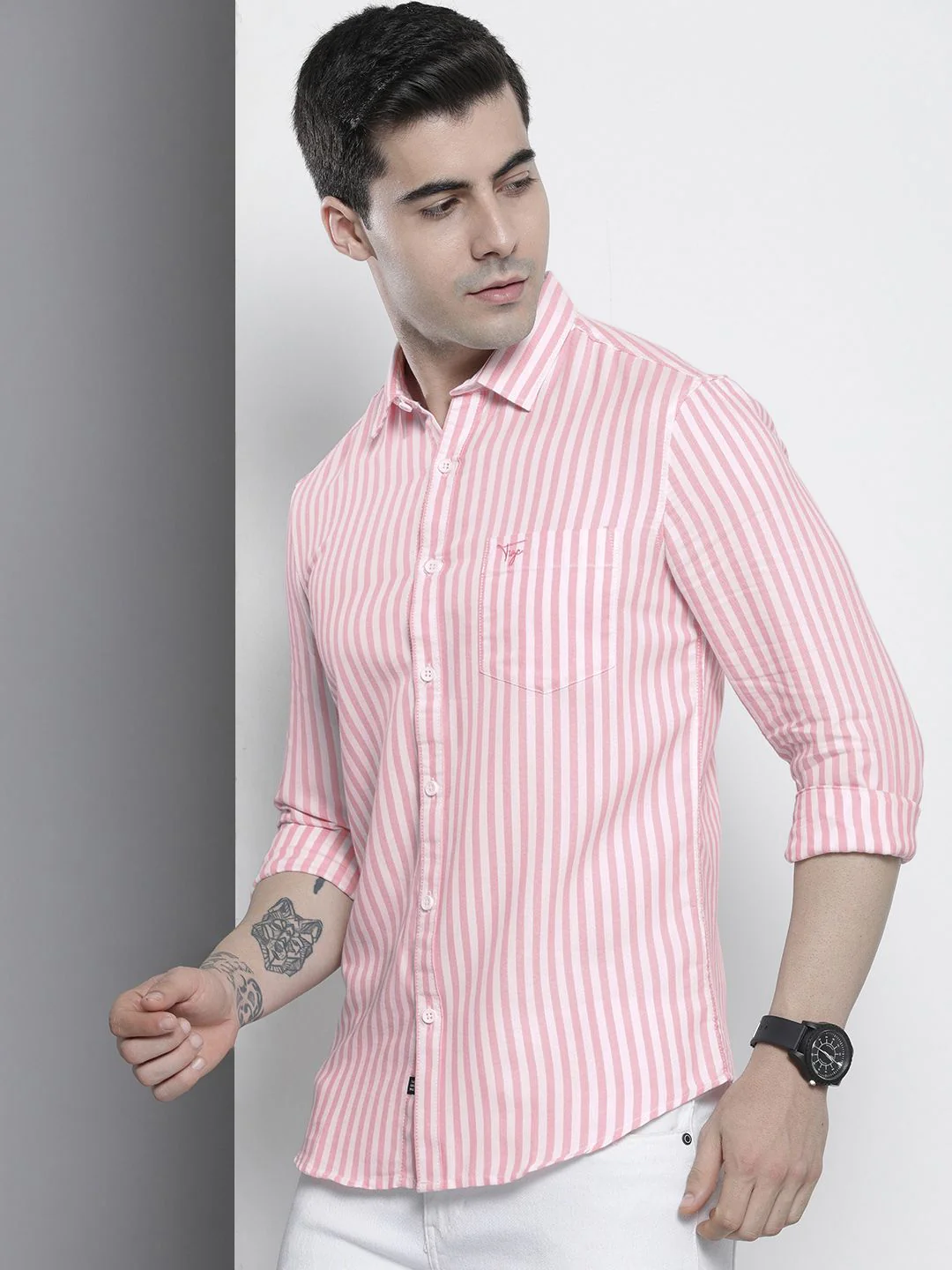 The Indian Garage Co Men Striped Cotton Casual Shirt - Image 5