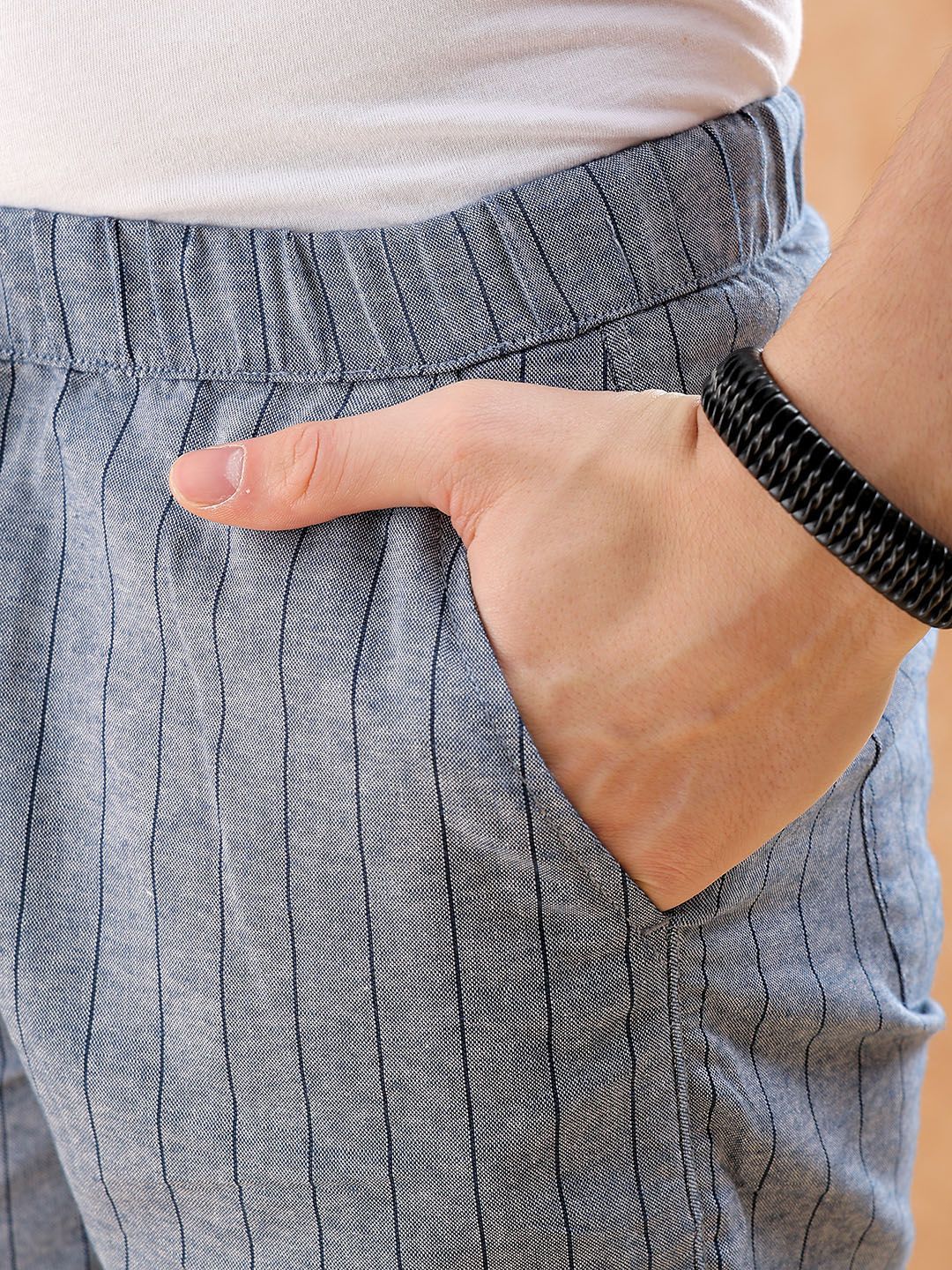 The Indian Garage Co Men Striped Loose Fit Mid-Rise Shorts - Image 4