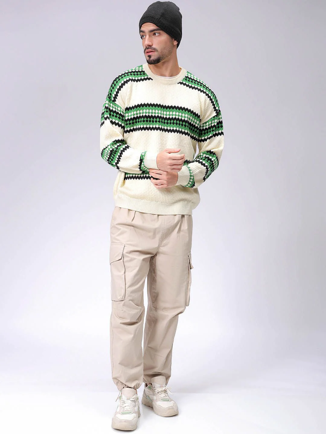 The Indian Garage Co Men Striped Pullover Sweaters - Image 4