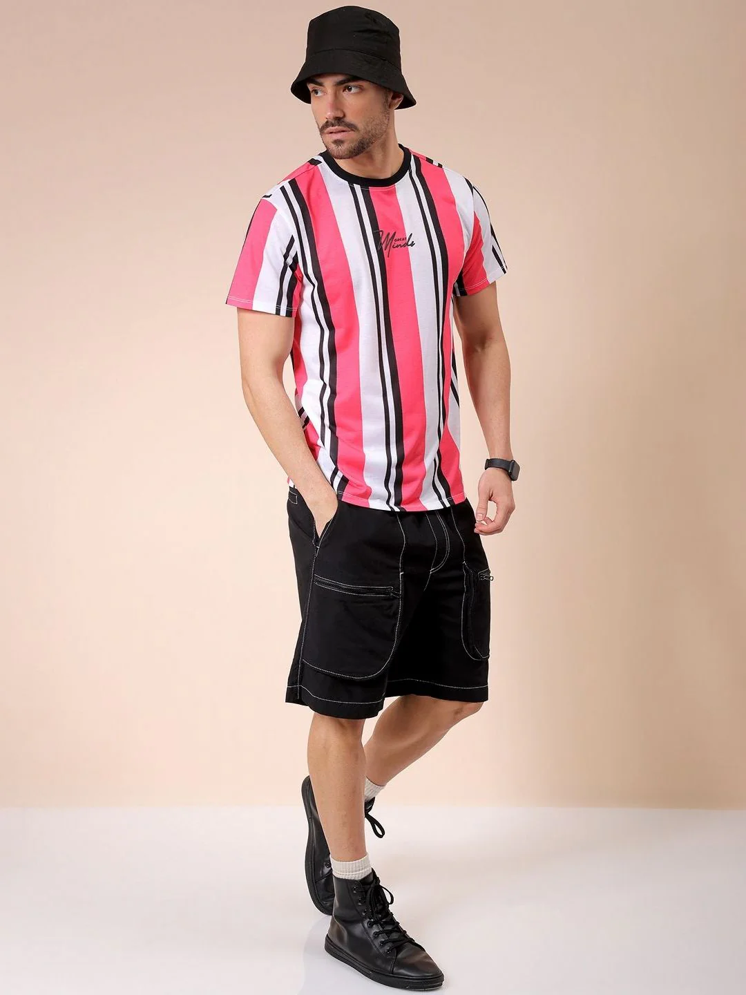 The Indian Garage Co Men Striped Round Neck Slim Fit T-shirt - Image 6