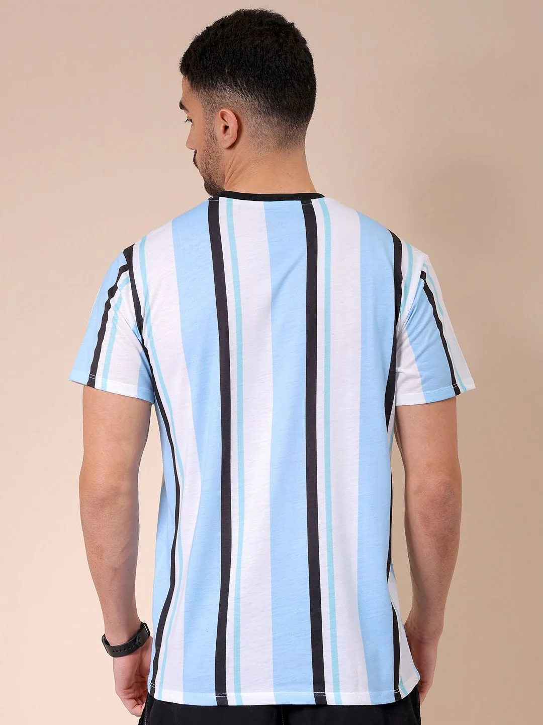The Indian Garage Co Men Striped Round Neck Slim Fit T-shirt - Image 4