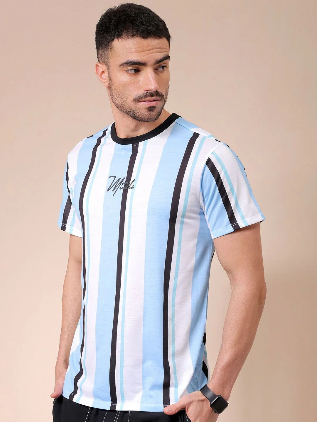 The Indian Garage Co Men Striped Round Neck Slim Fit T-shirt - Image 5