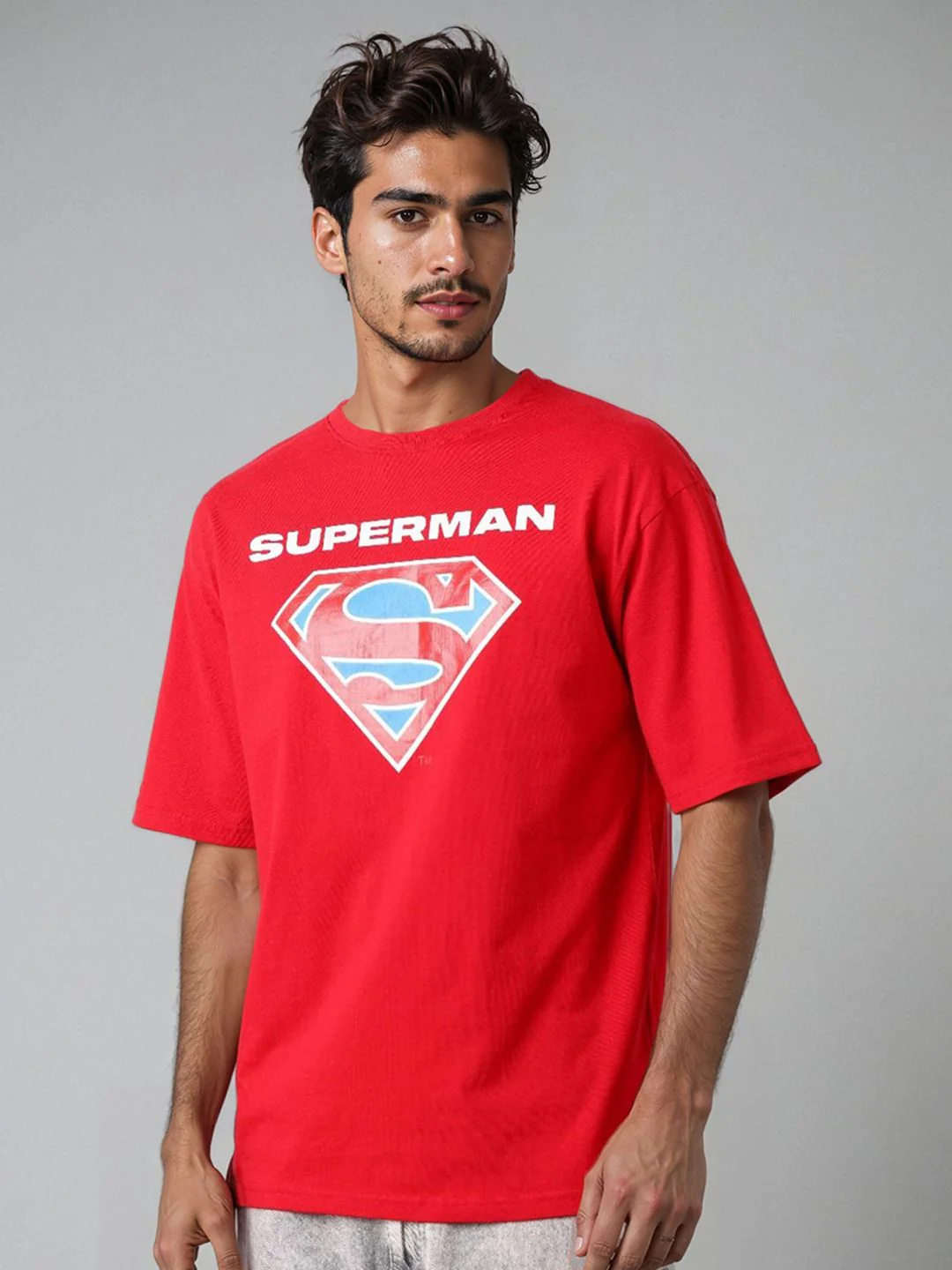 The Indian Garage Co Men Superman Graphic Printed Round Neck Pure Cotton Boxy T-shirt - Image 5