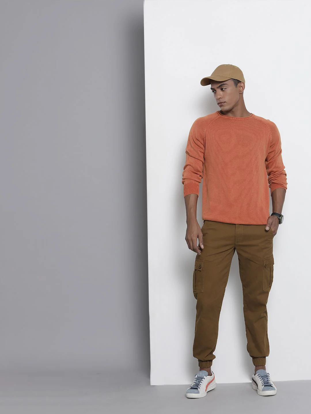 The Indian Garage Co Men Tan Slim Fit Joggers Trousers - Image 5