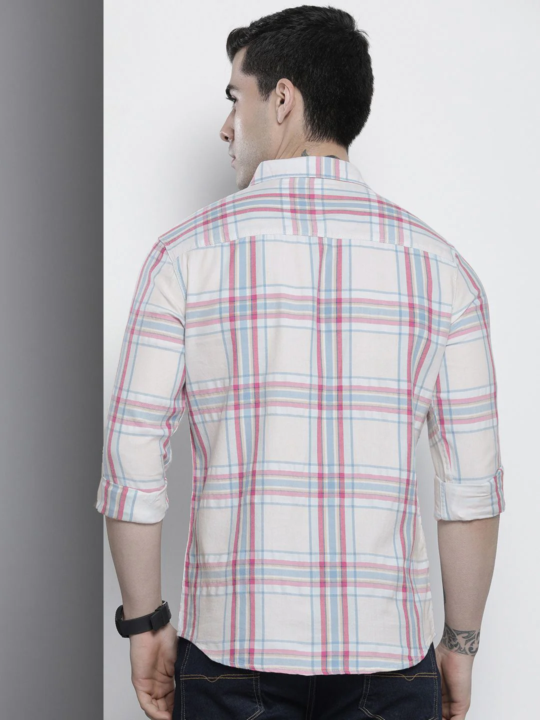 The Indian Garage Co Men Tartan Checked Cotton Casual Shirt - Image 4