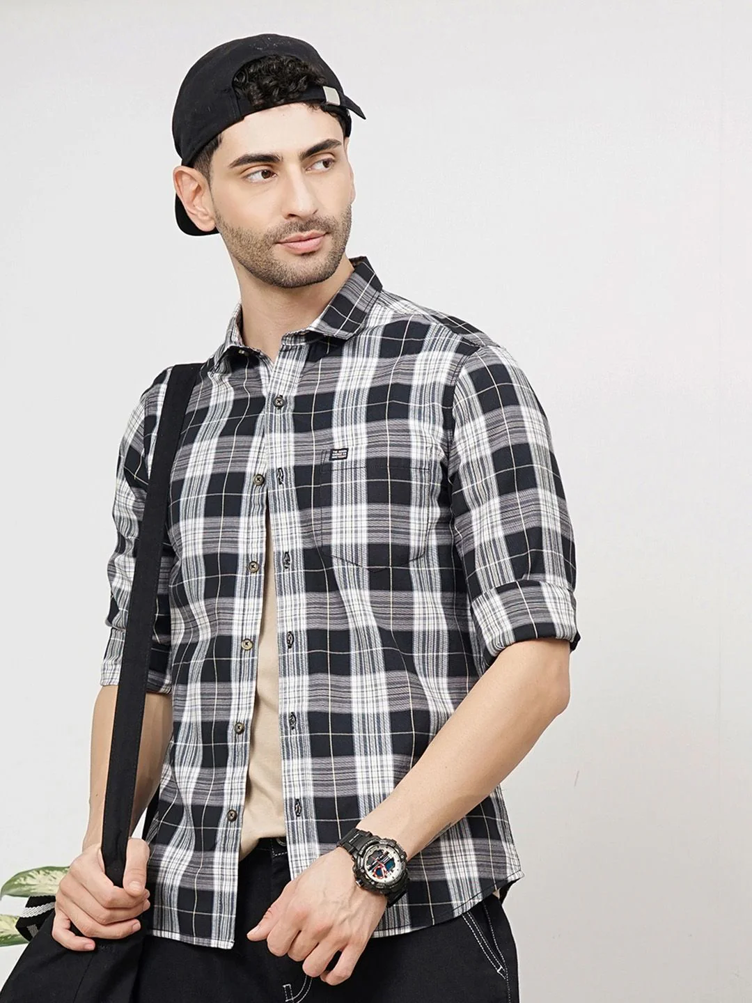 The Indian Garage Co Men Tartan Checked Cotton Casual Shirt - Image 5