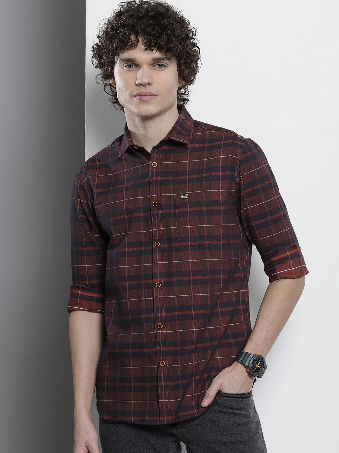 The Indian Garage Co Men Tartan Checked Cotton Casual Shirt - Image 5