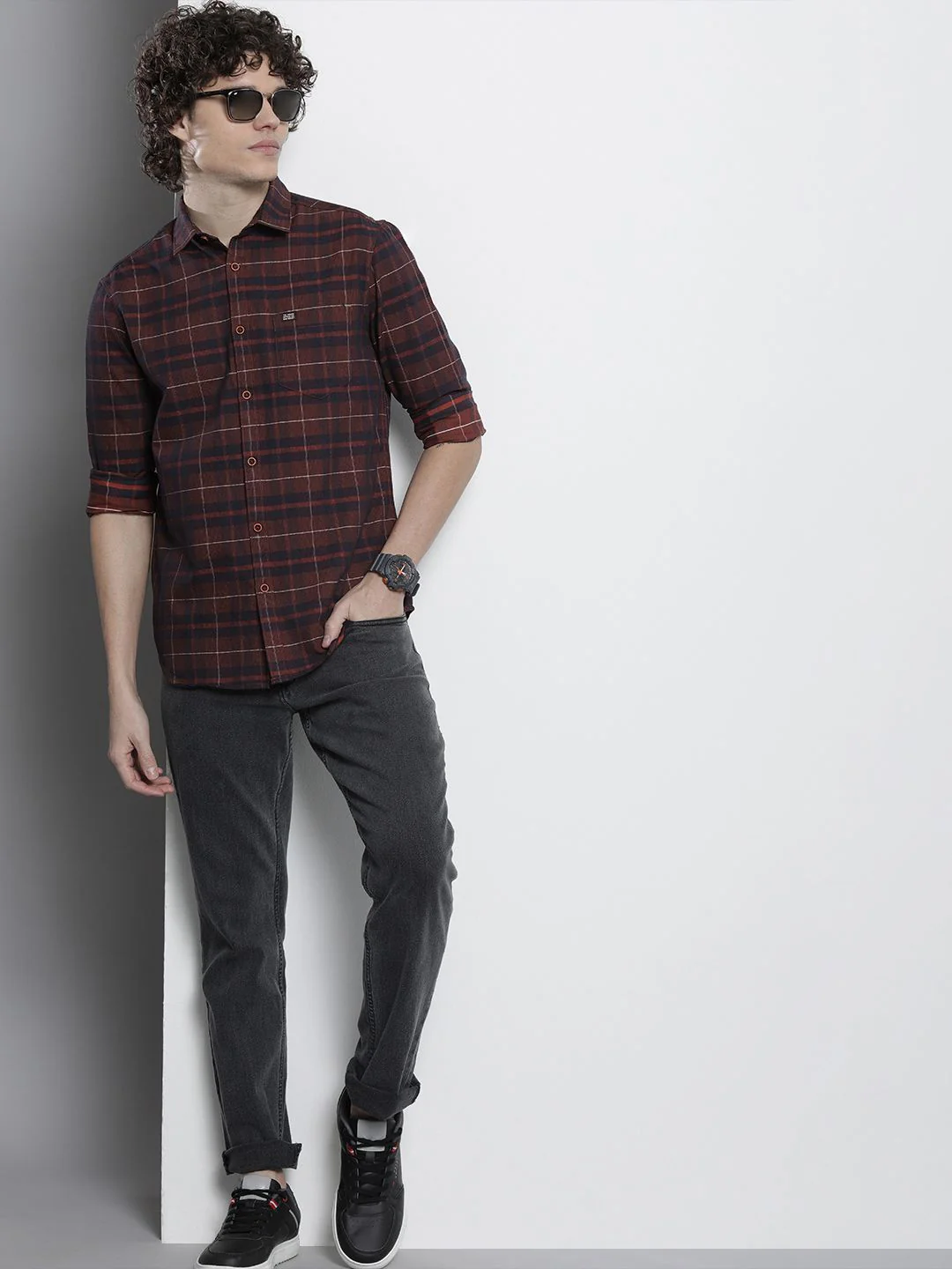 The Indian Garage Co Men Tartan Checked Cotton Casual Shirt - Image 6