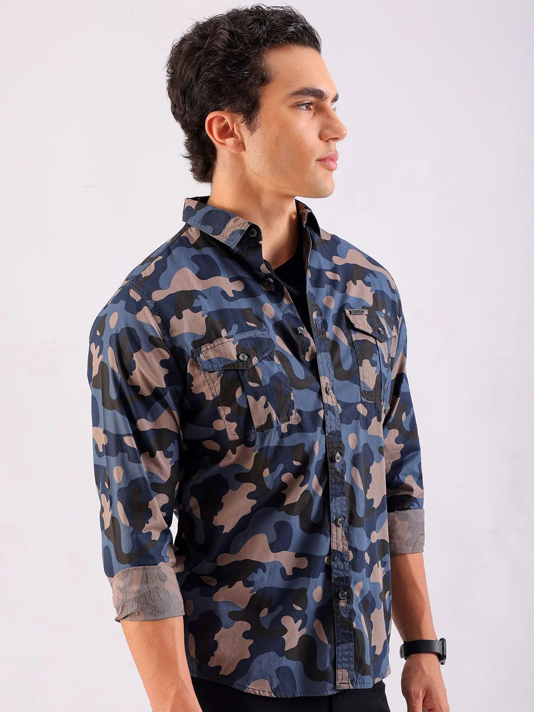 The Indian Garage Co Men Teal & Beige Printed Casual Shirt - Image 5