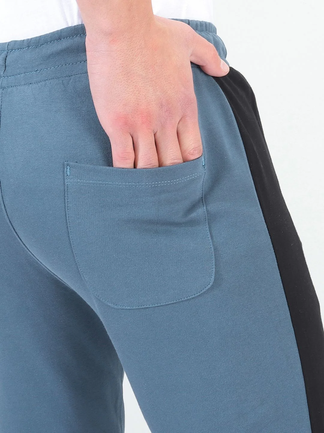 The Indian Garage Co Men Teal Blue & Black Colourblocked Slim-Fit Joggers - Image 7