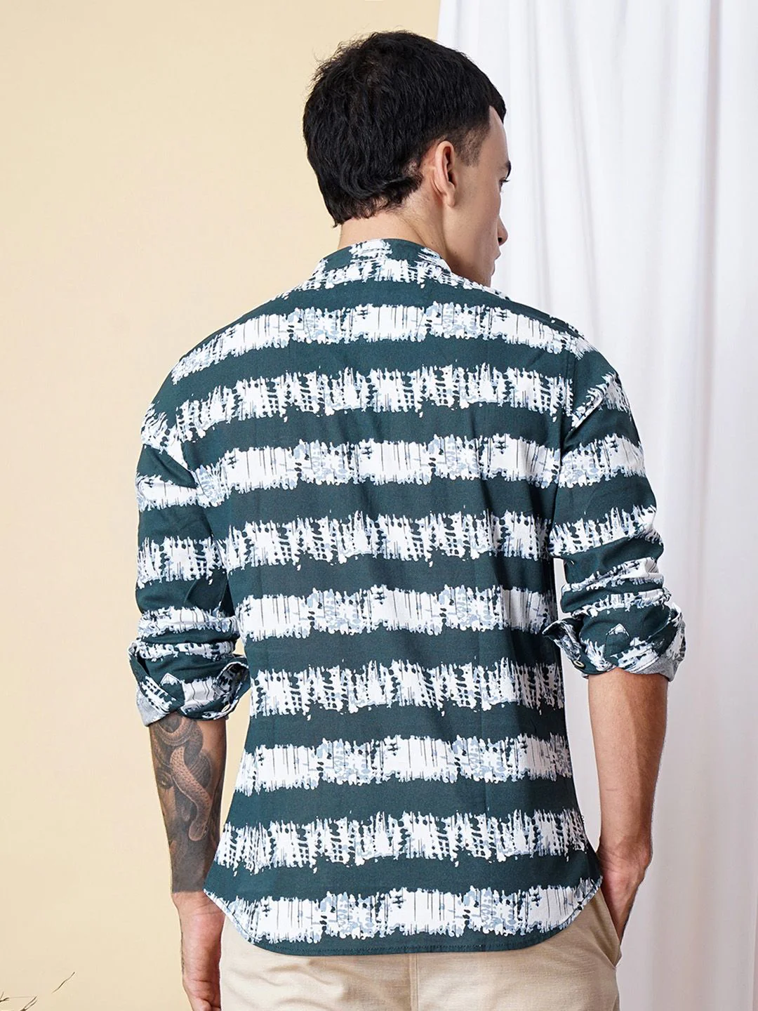 The Indian Garage Co Men Teal Blue Printed Casual Cotton Shirt - Image 4