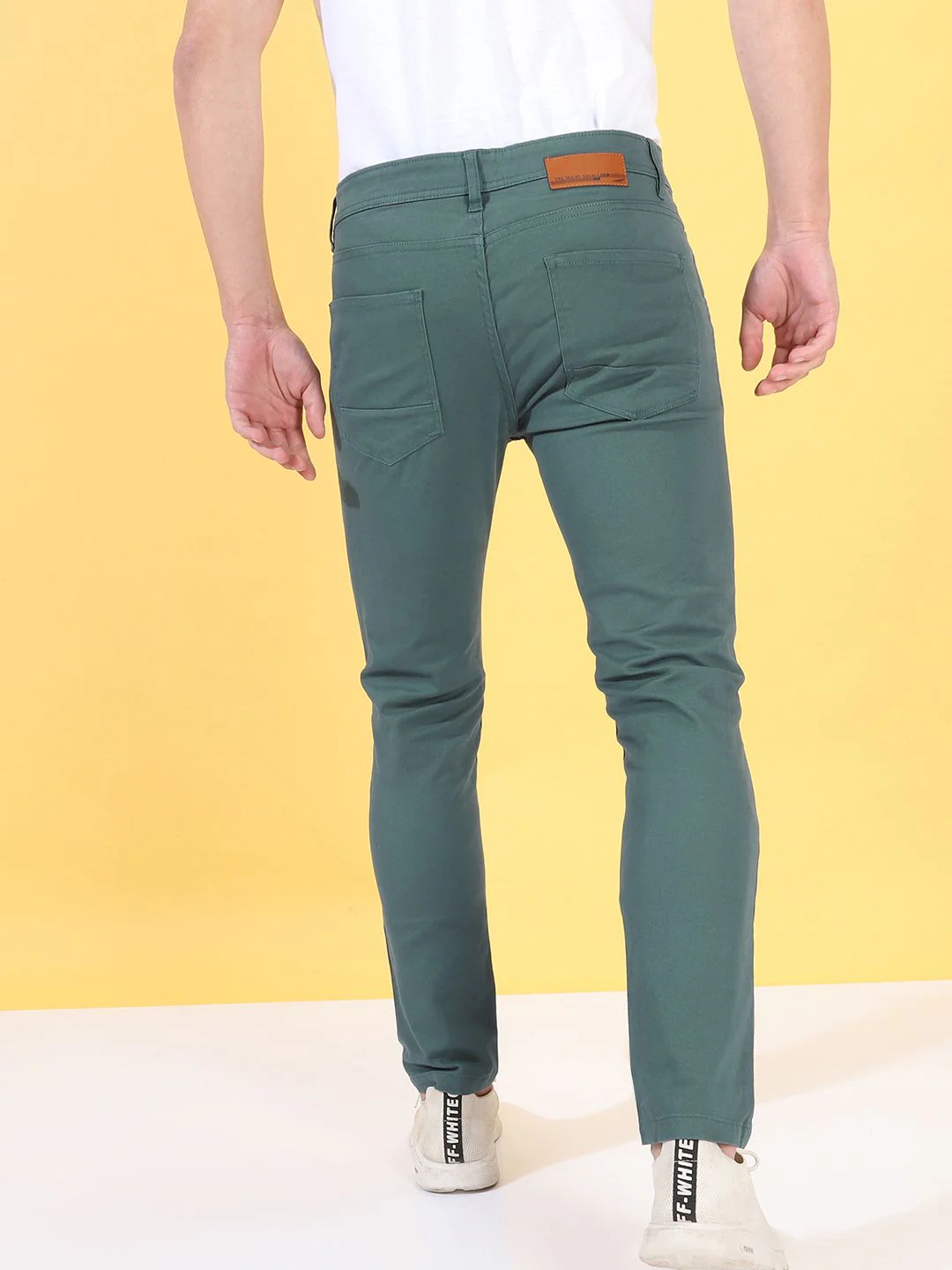 The Indian Garage Co Men Teal Blue Slim Fit Chinos Trousers - Image 5
