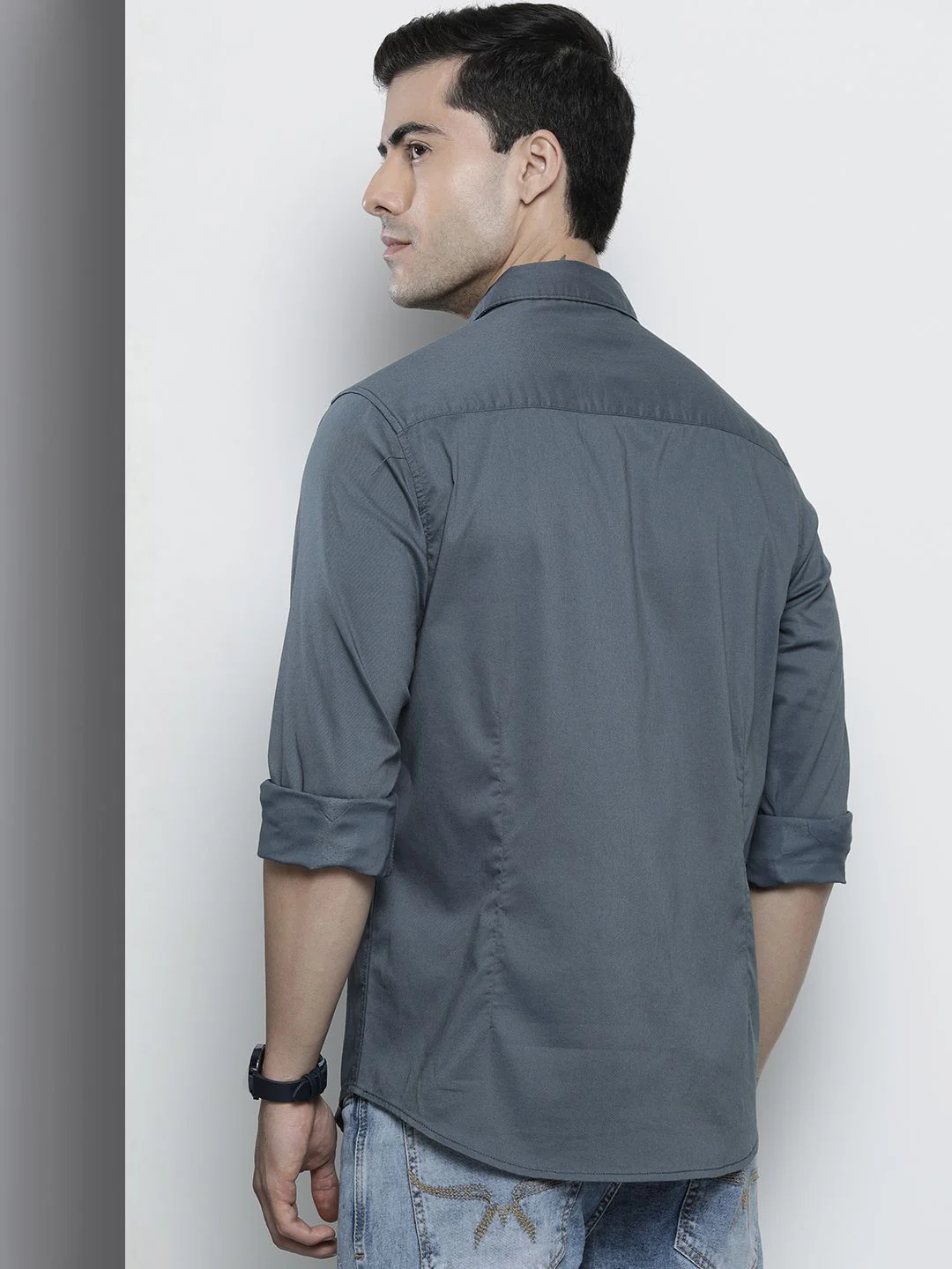 The Indian Garage Co Men Teal Blue Solid Comfort Fit Casual Shirt - Image 4