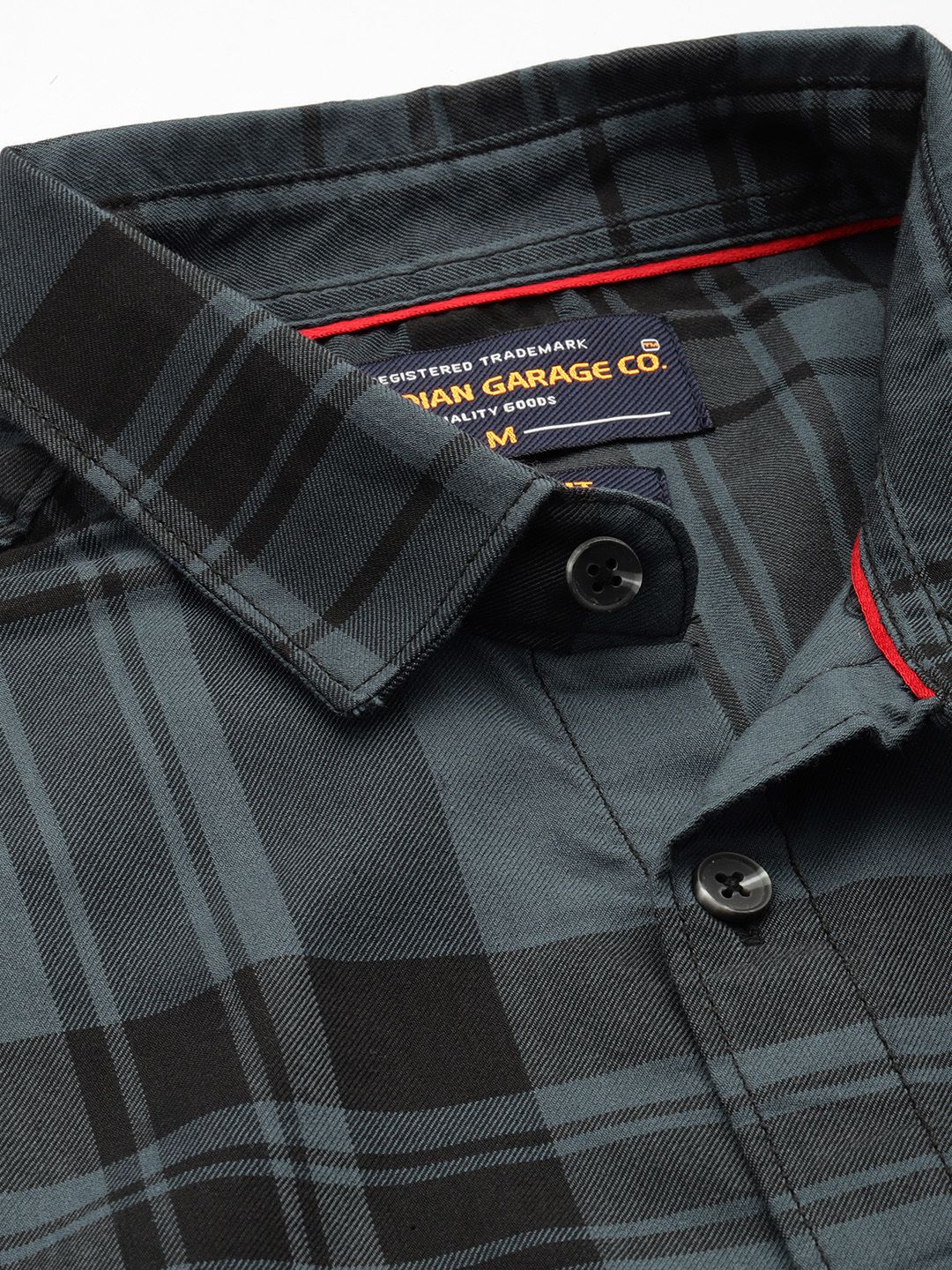 The Indian Garage Co Men Teal Slim Fit Checked Casual Shirt - Image 2