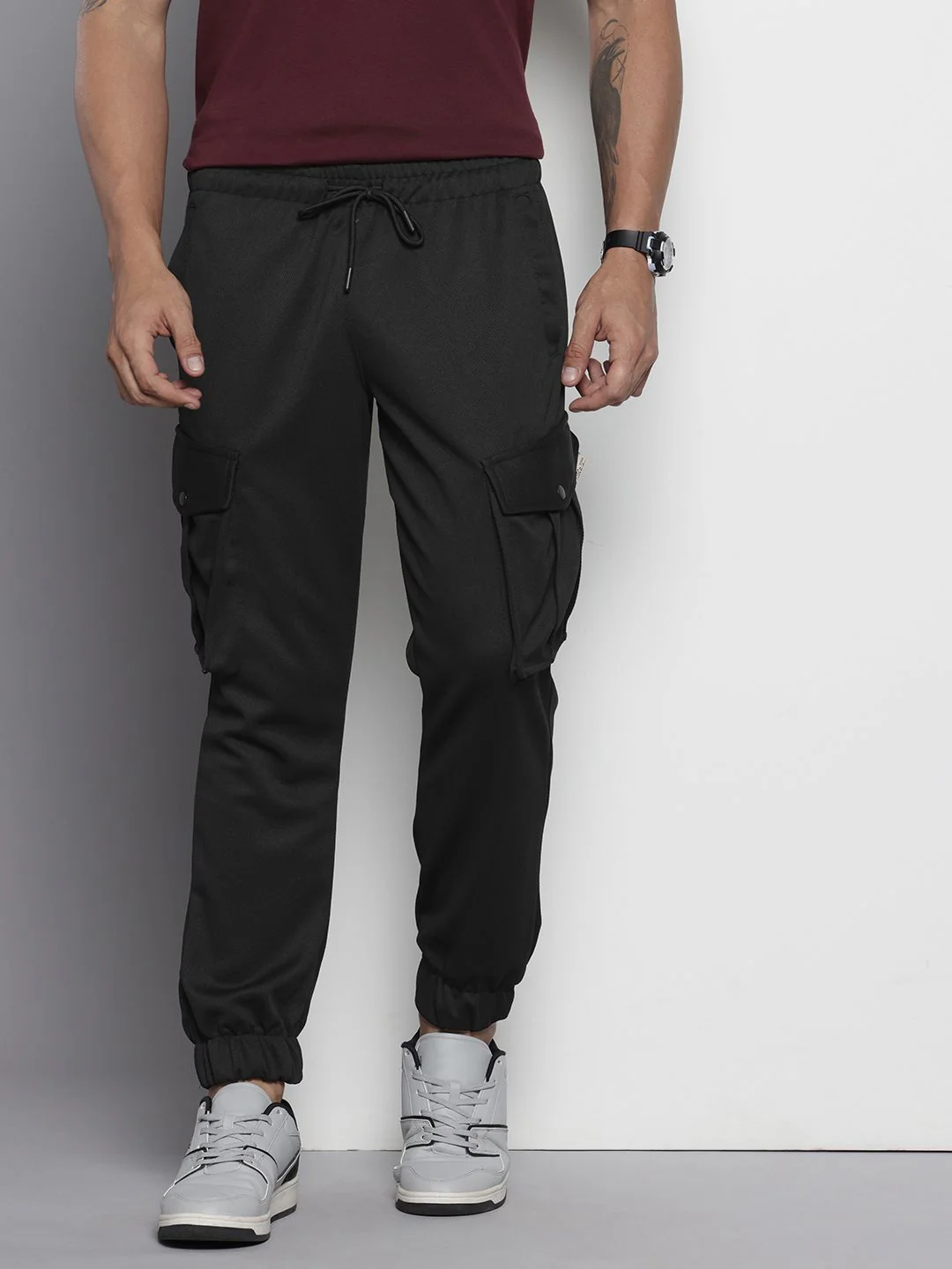 The Indian Garage Co Men Textured Joggers - Image 2