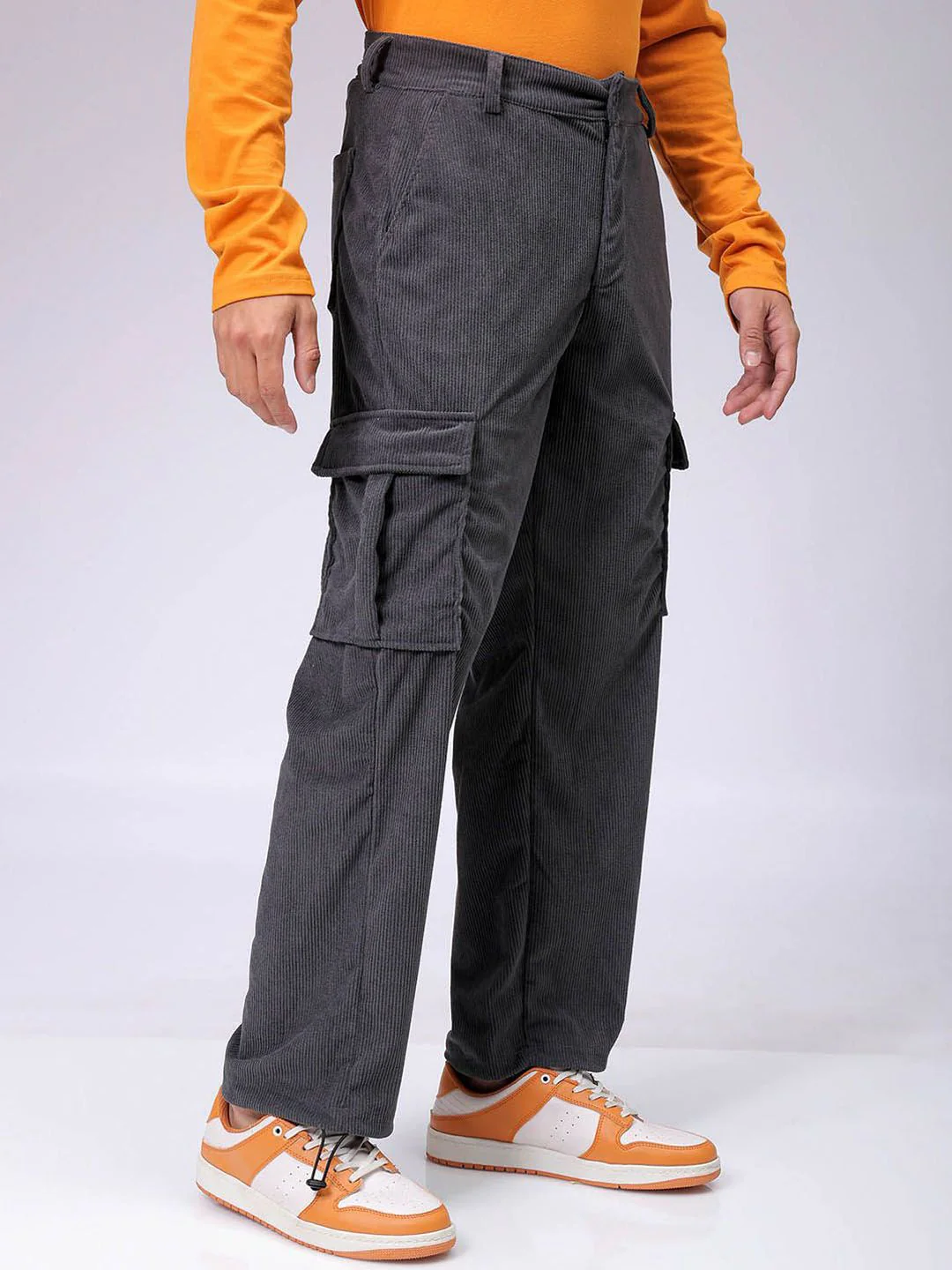 The Indian Garage Co Men Textured Loose Fit Cargos Trousers - Image 2