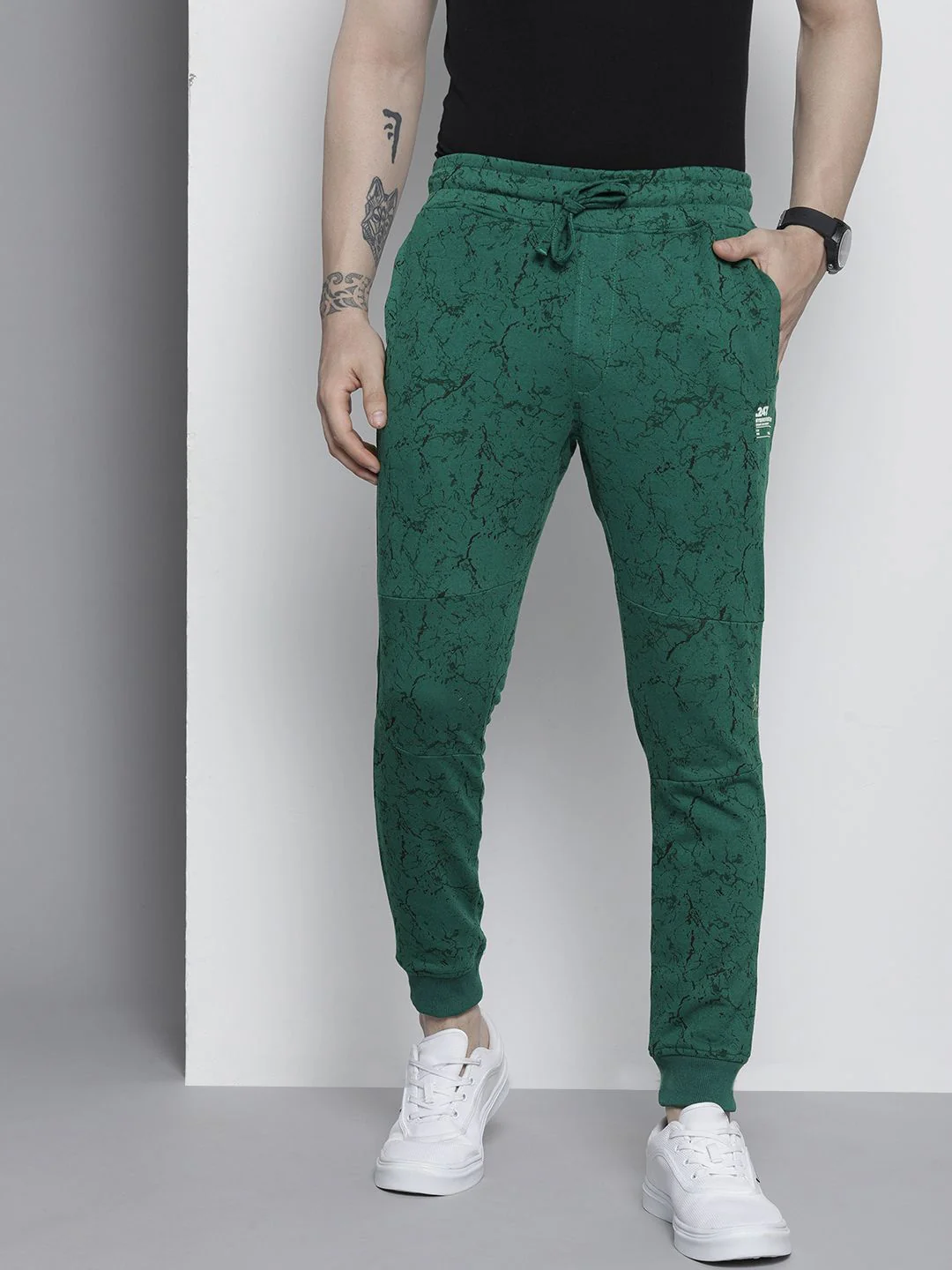 The Indian Garage Co Men Textured Slim Fit Joggers - Image 2