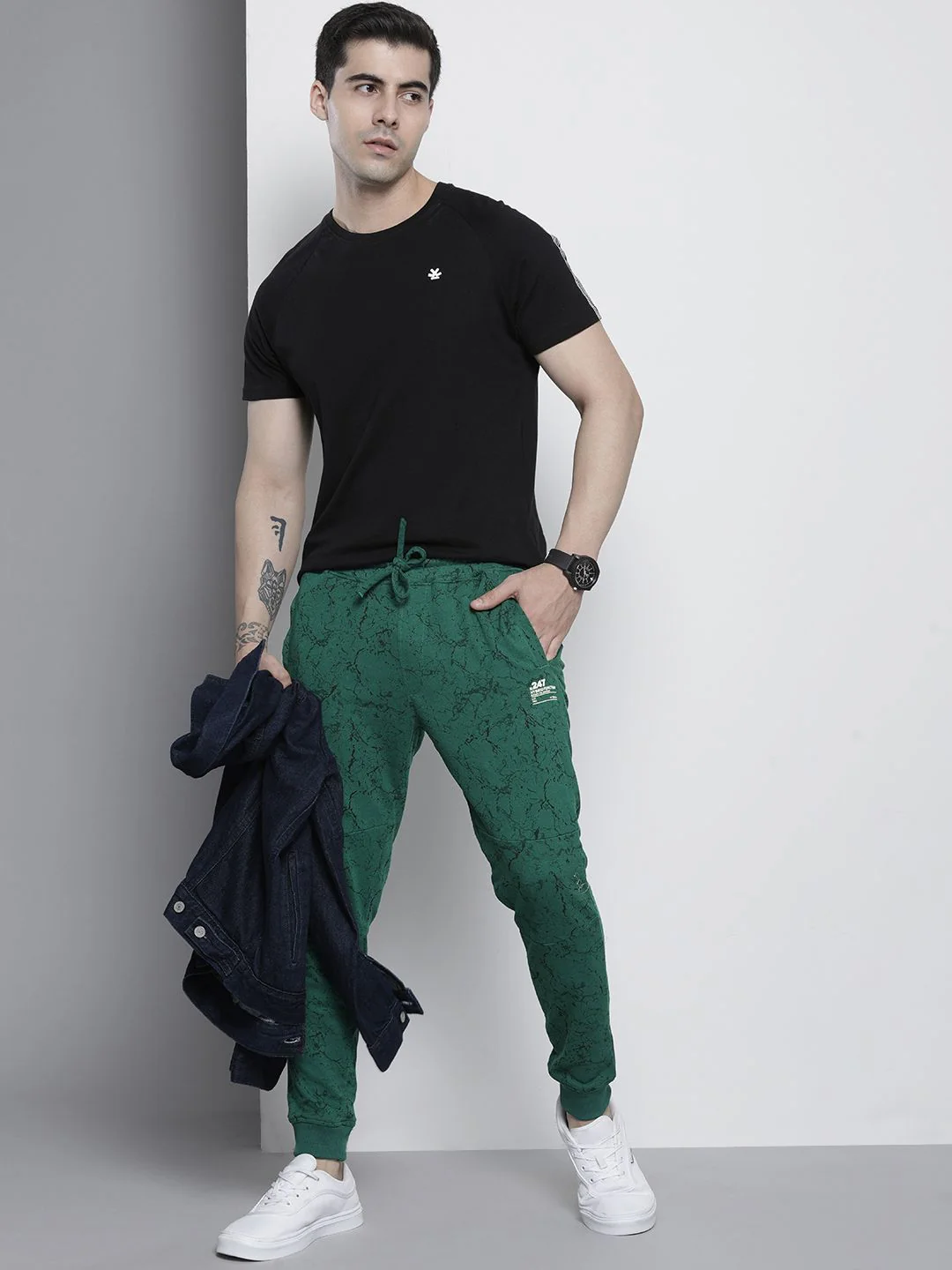 The Indian Garage Co Men Textured Slim Fit Joggers - Image 5