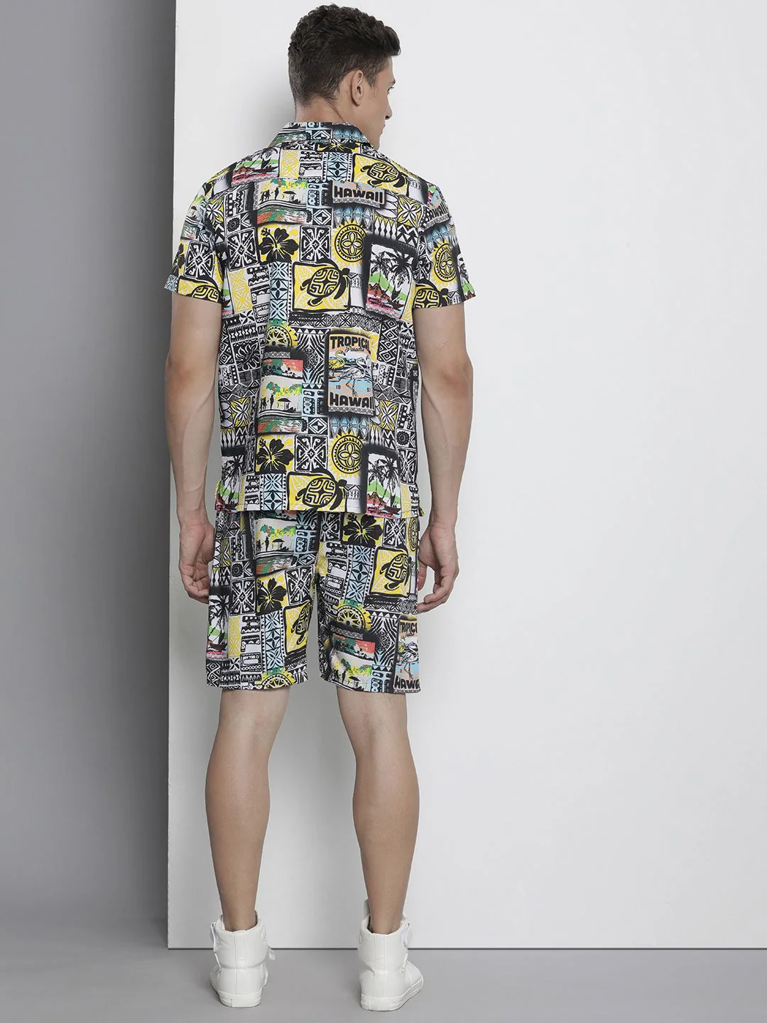 The Indian Garage Co Men Tropical Printed Short with Shirt - Image 4