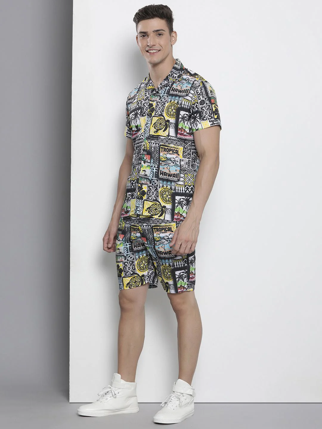 The Indian Garage Co Men Tropical Printed Short with Shirt - Image 5