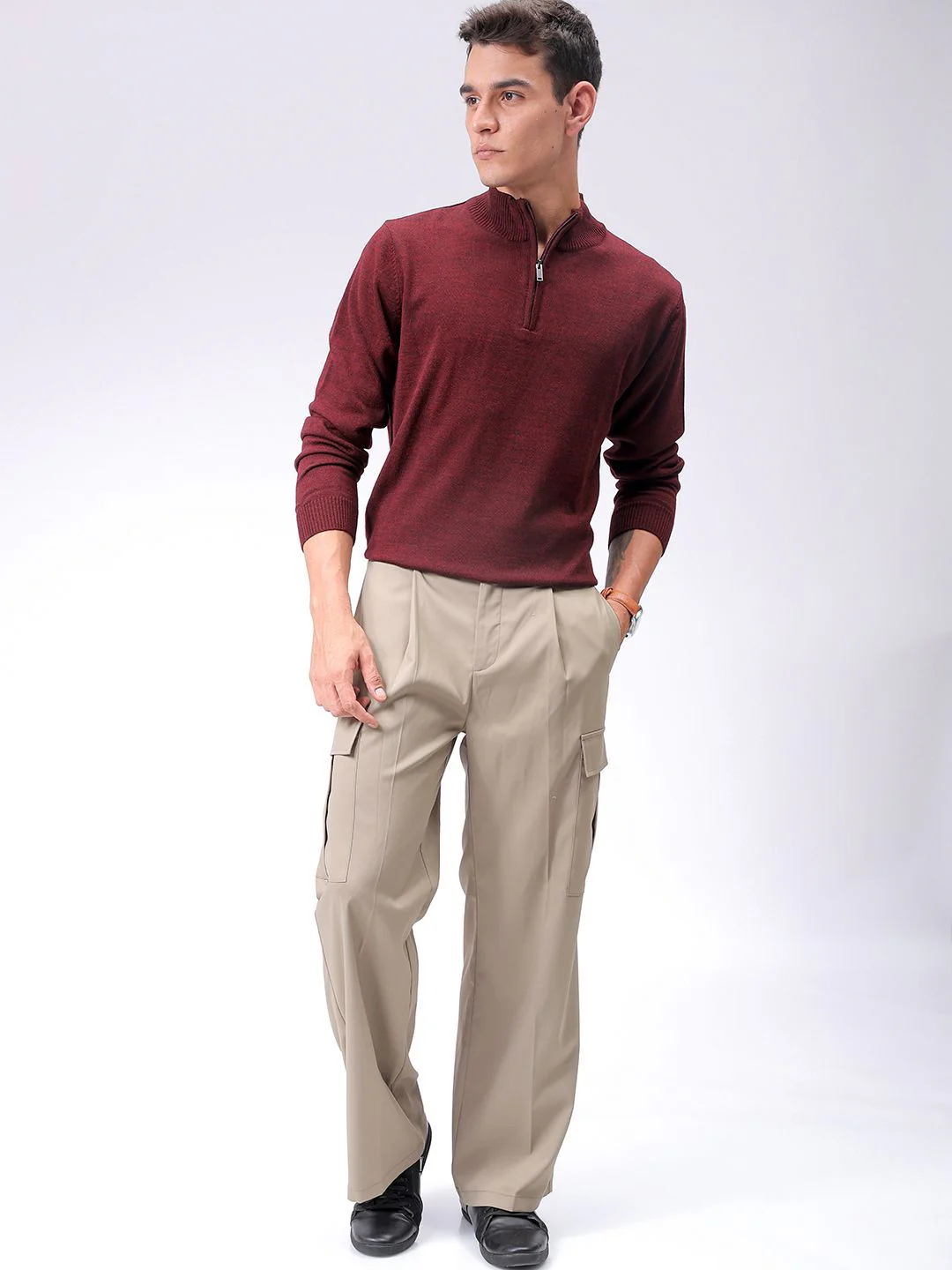 The Indian Garage Co Men Turtle Neck Log Sleeves Cardigan - Image 2