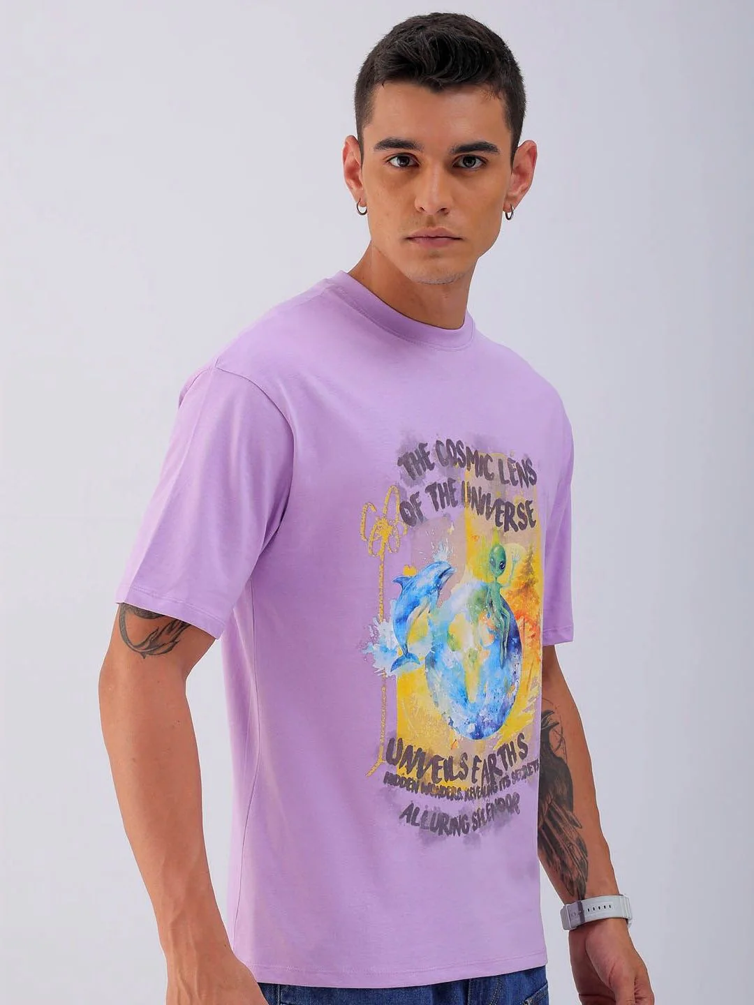 The Indian Garage Co Men Typography Printed Boxy Oversized Round Neck T-shirt - Image 5