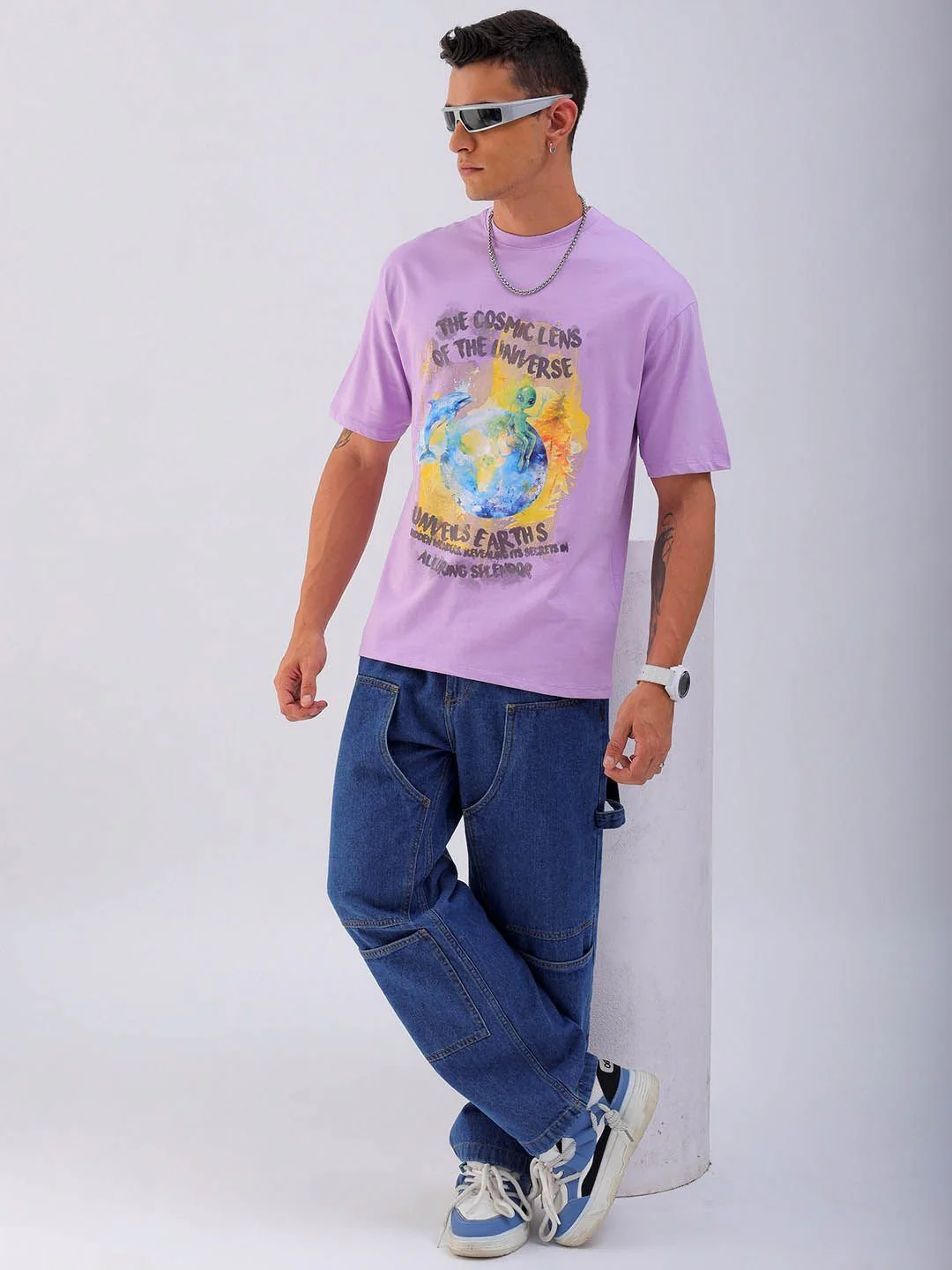 The Indian Garage Co Men Typography Printed Boxy Oversized Round Neck T-shirt - Image 6