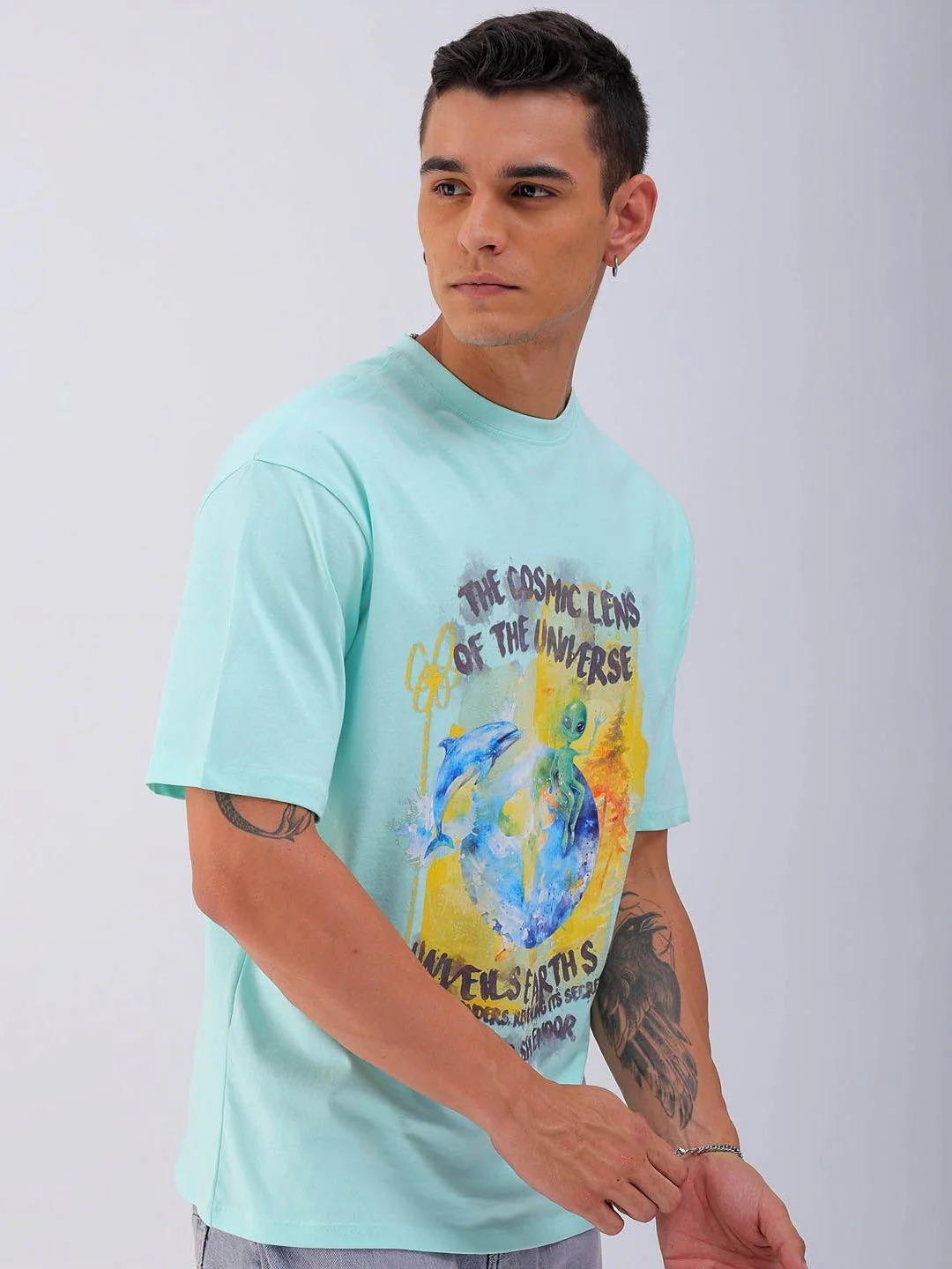 The Indian Garage Co Men Typography Printed Boxy Oversized Round Neck T-shirt - Image 3