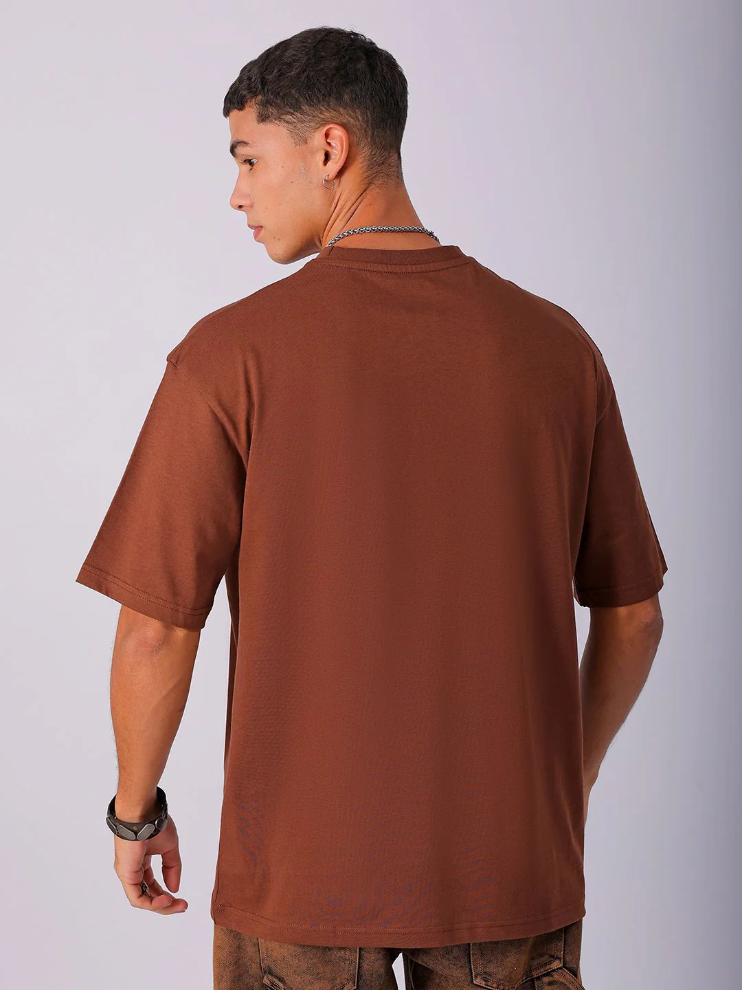 The Indian Garage Co Men Pure Cotton Typography Printed Boxy Oversized T-shirt - Image 4