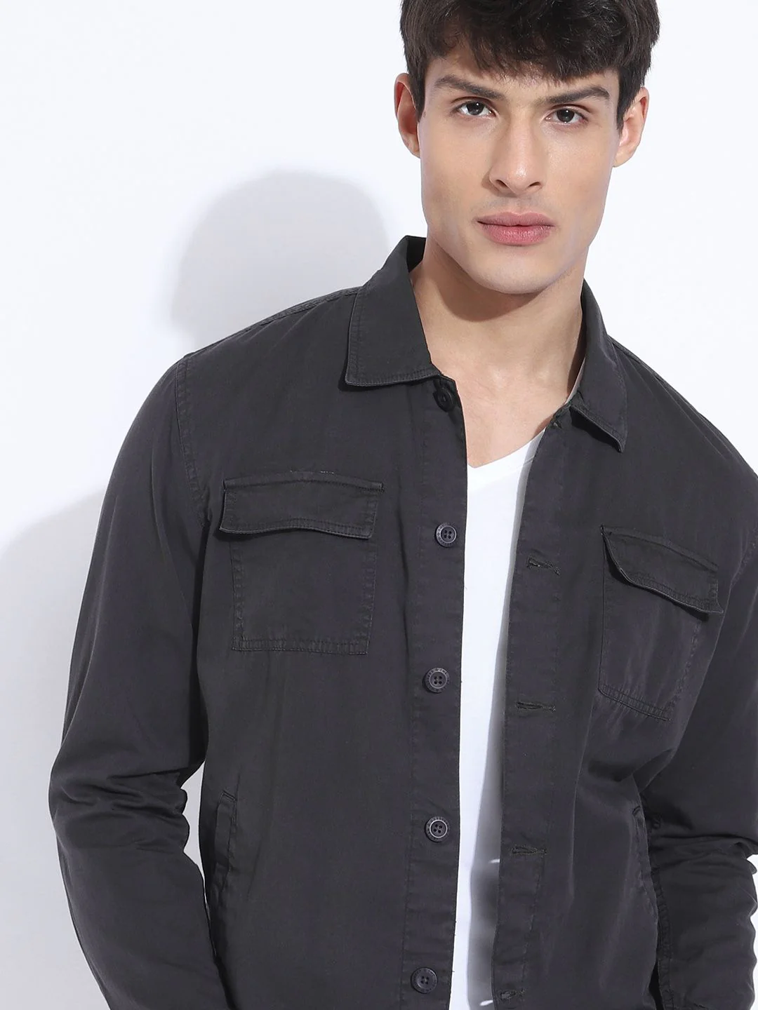 The Indian Garage Co Men Utililty Regular Fit Solid Shirt with Double Flap Pocket - Image 5