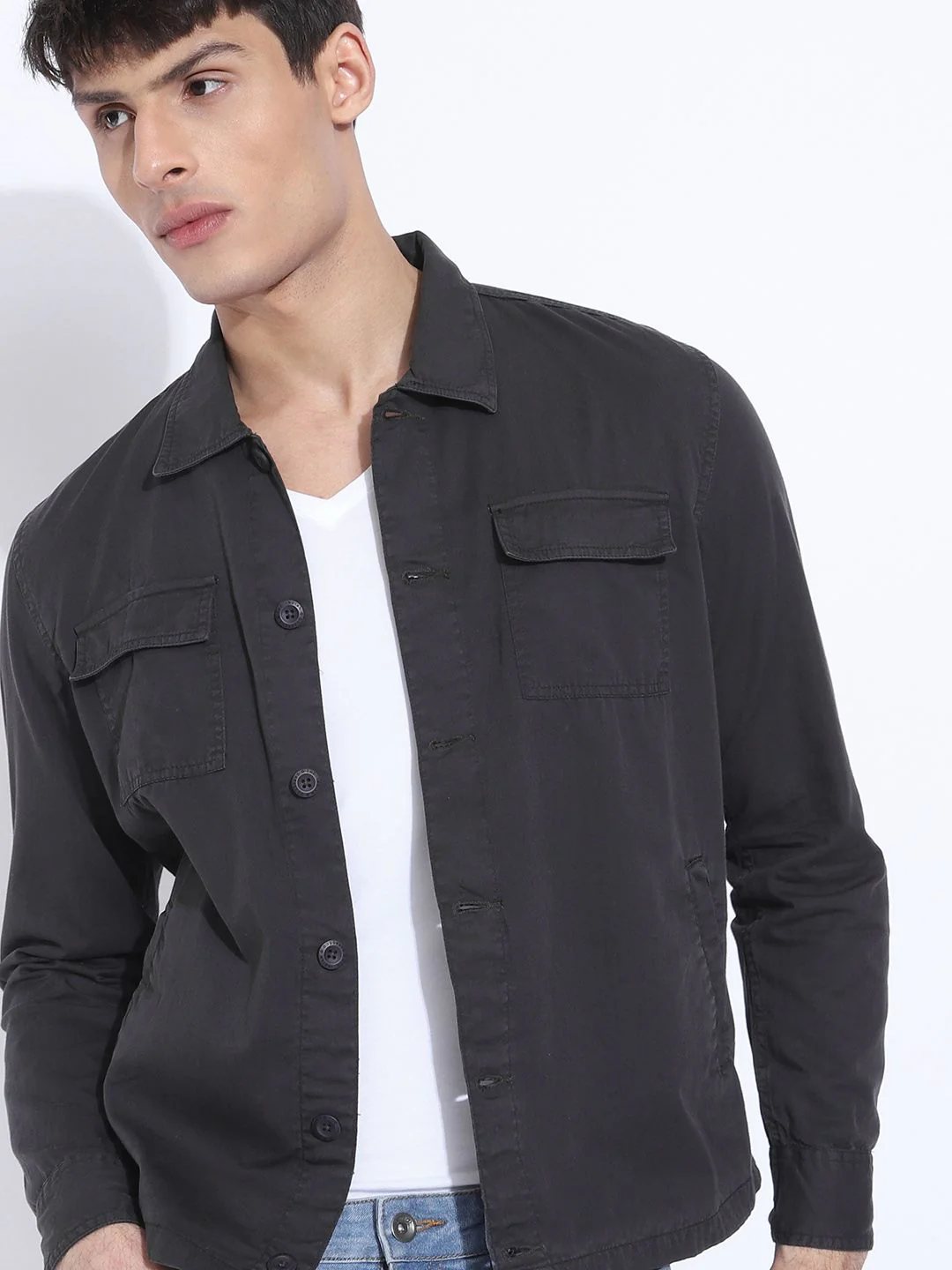 The Indian Garage Co Men Utililty Regular Fit Solid Shirt with Double Flap Pocket - Image 6