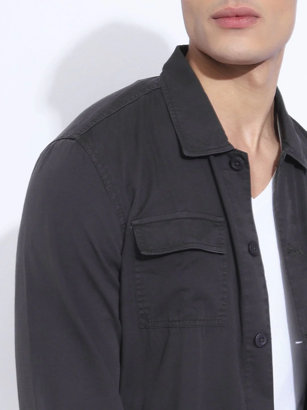 The Indian Garage Co Men Utililty Regular Fit Solid Shirt with Double Flap Pocket - Image 7