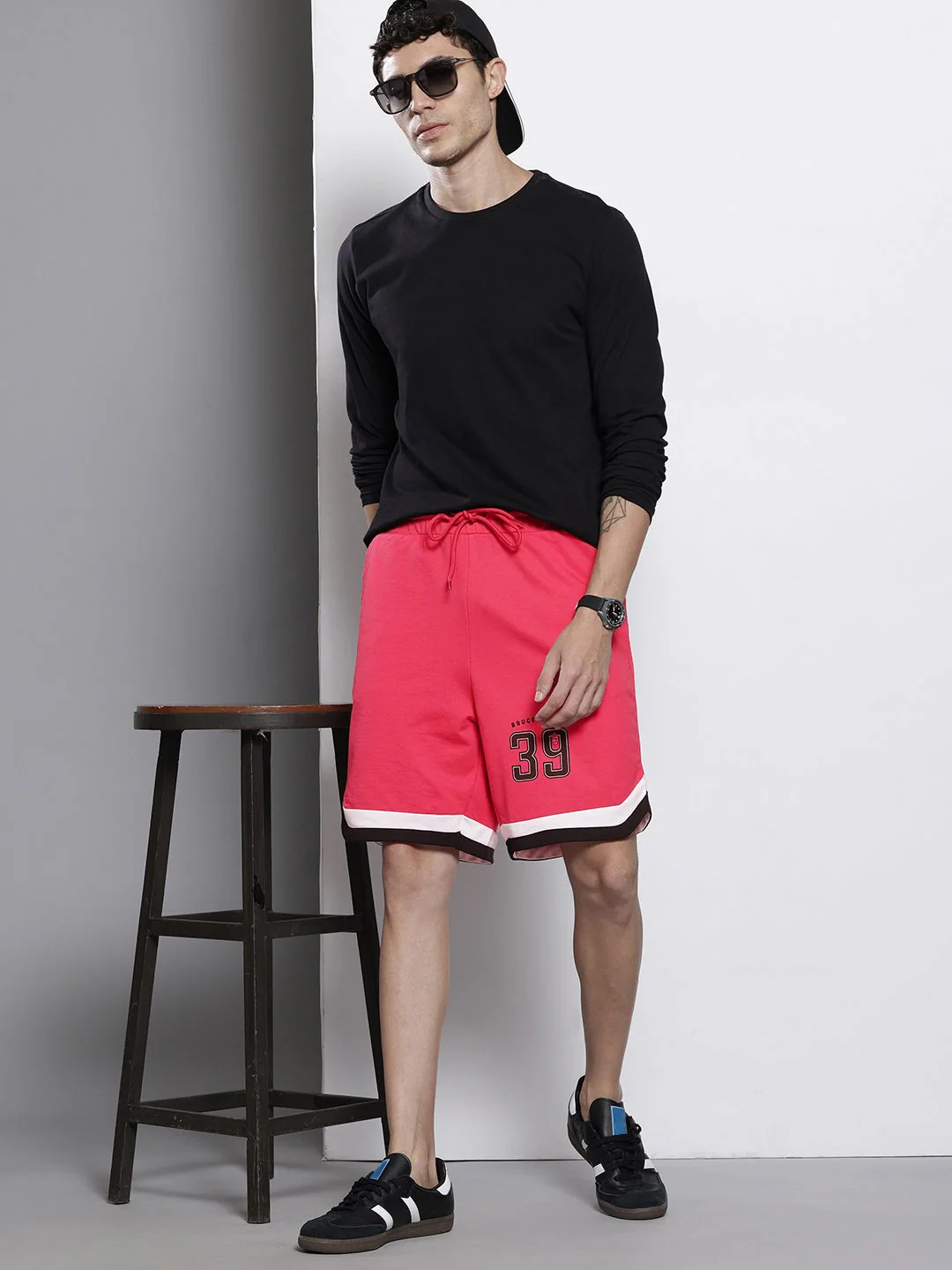 The Indian Garage Co Men Varsity Print Loose Fit Shorts - Image 5
