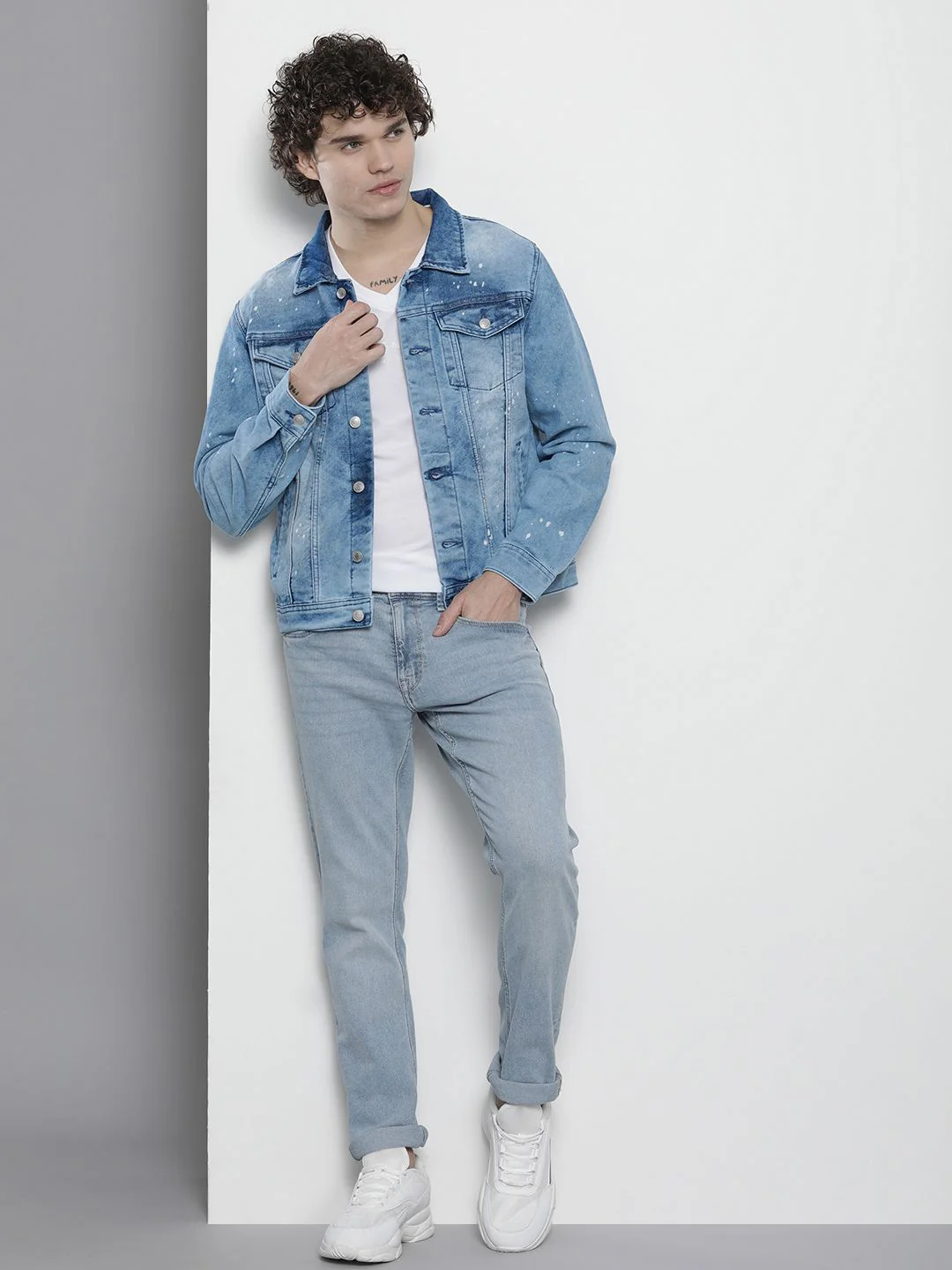 The Indian Garage Co Men Washed Slim Fit Denim Jacket - Image 6