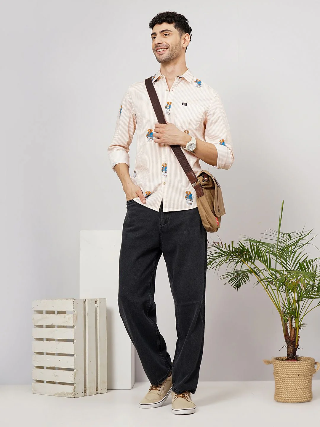 The Indian Garage Co Men White & Beige Striped Casual Shirt - Image 6