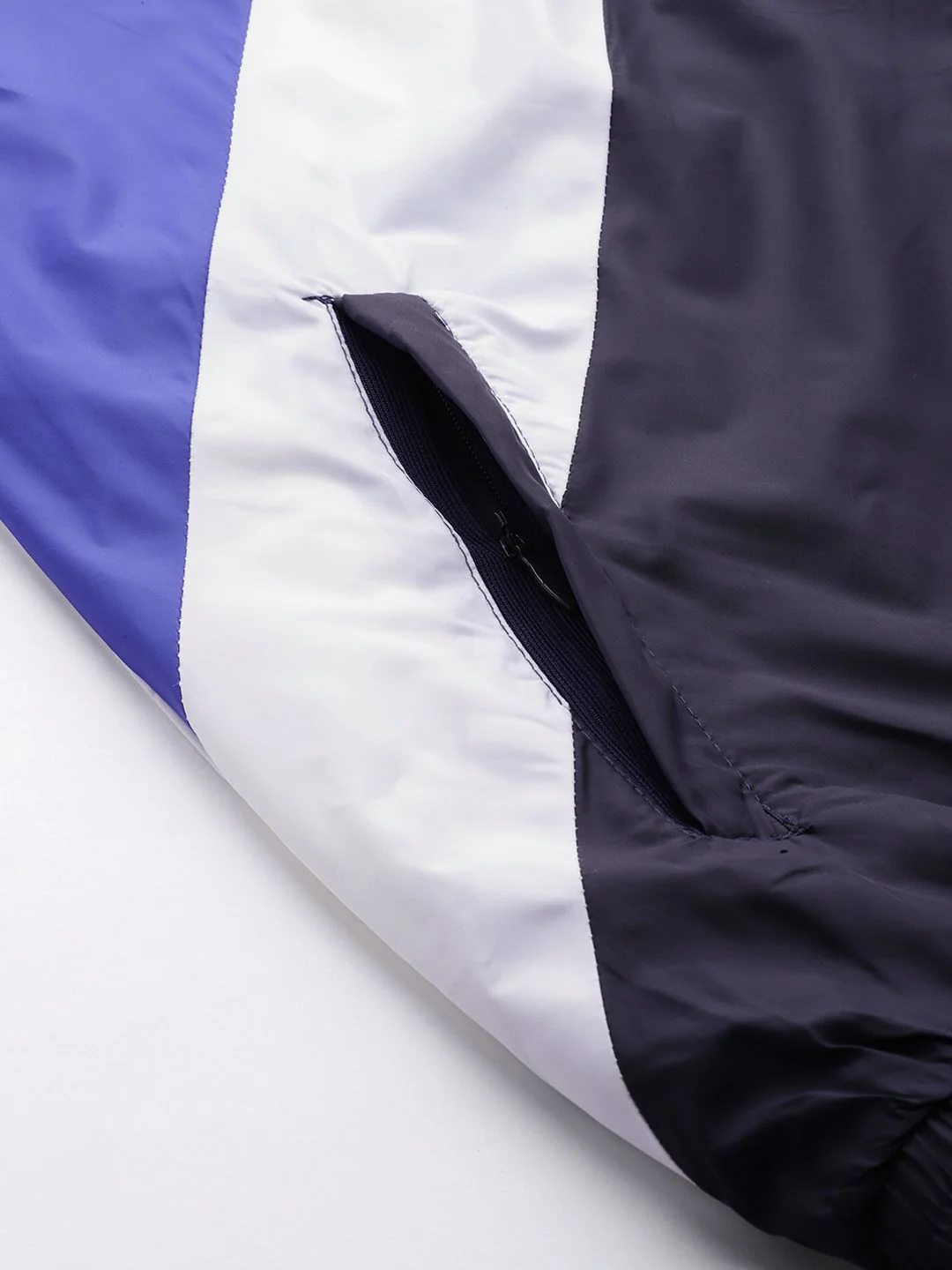 The Indian Garage Co Men White & Blue Striped Windcheater Outdoor Tailored Jacket - Image 6