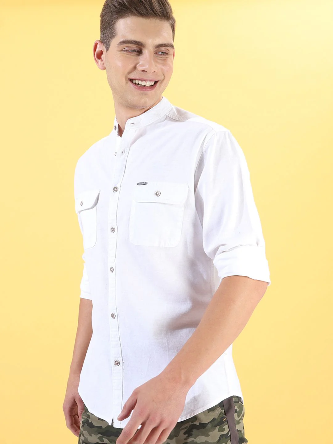 The Indian Garage Co Men White Casual Shirt with Pocket Detailing - Image 2