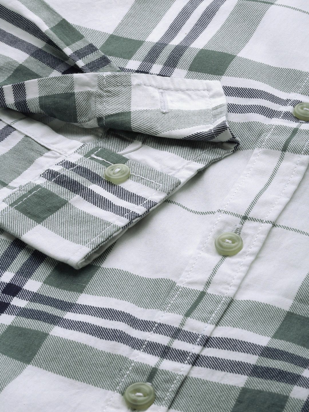 The Indian Garage Co Men White Checked Casual Shirt - Image 3