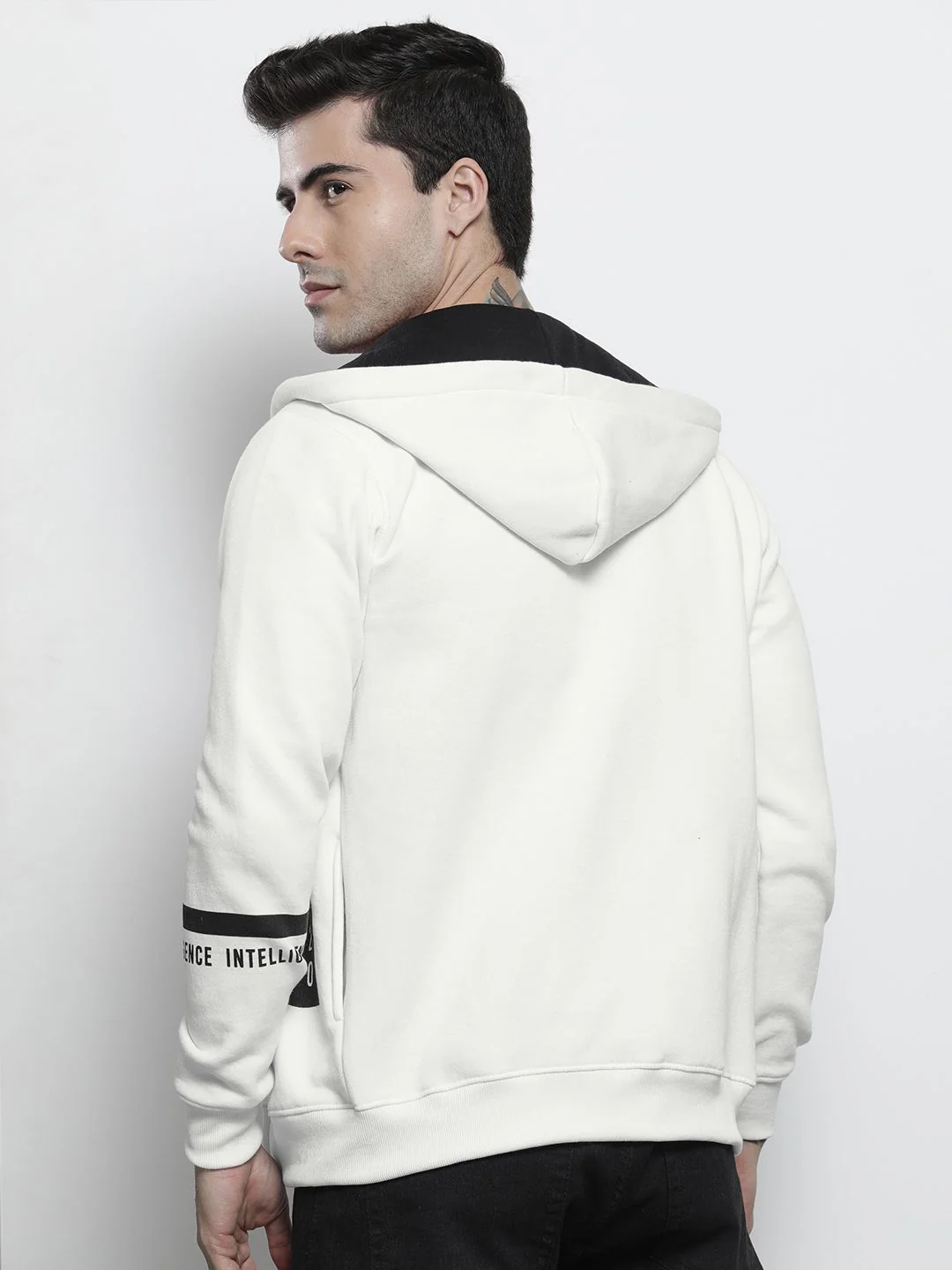 The Indian Garage Co Men White Colourblocked Hooded Sweatshirt - Image 5