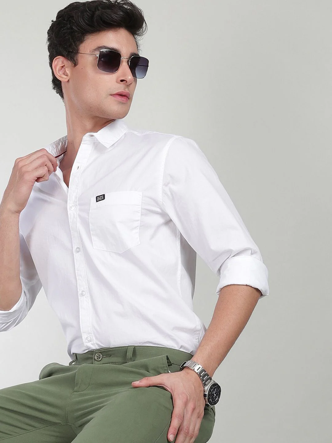 The Indian Garage Co Men White Comfort Cotton Casual Shirt - Image 6